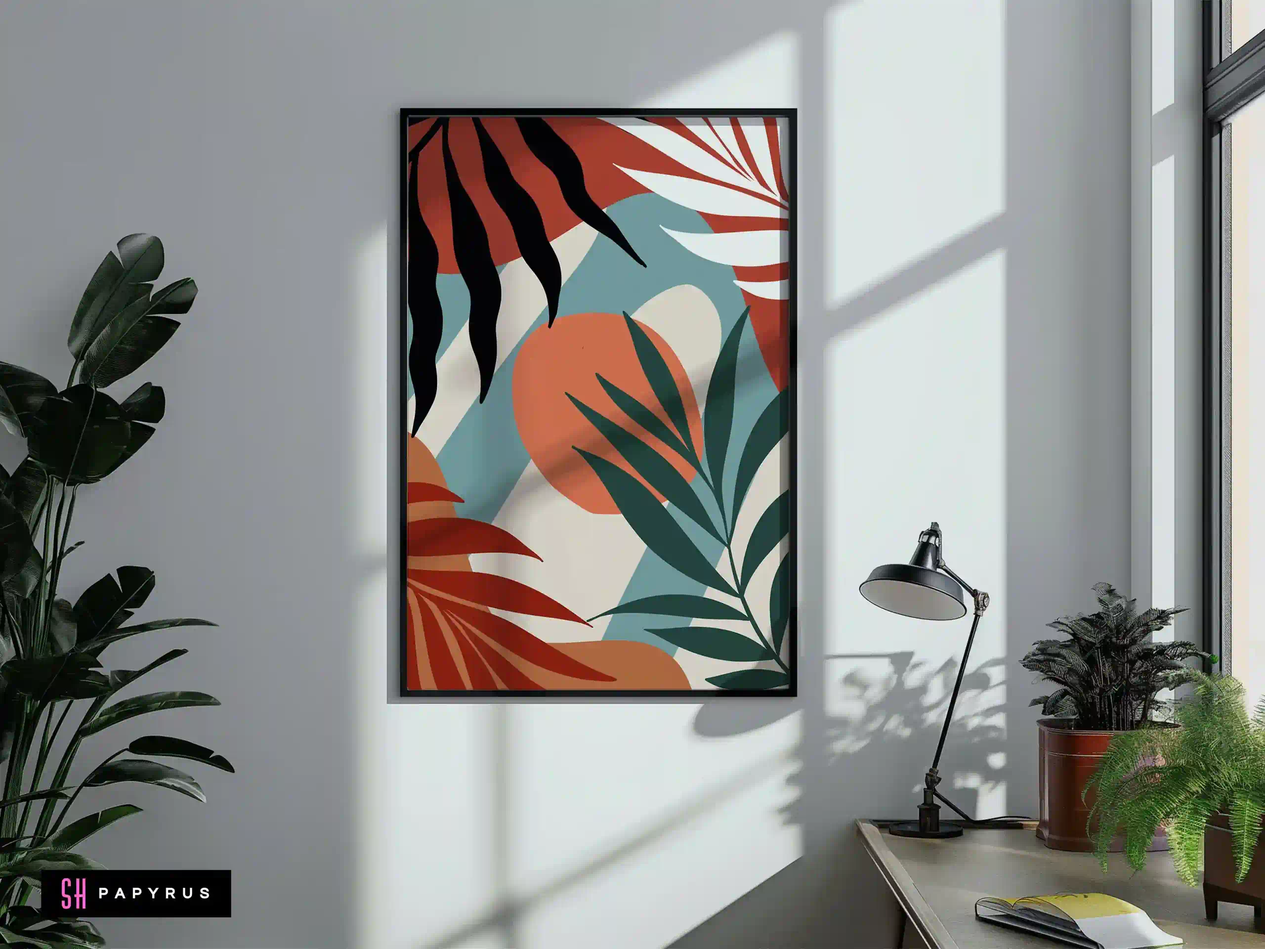 Lush Abstract Tropical Leaves Collage Wall Art