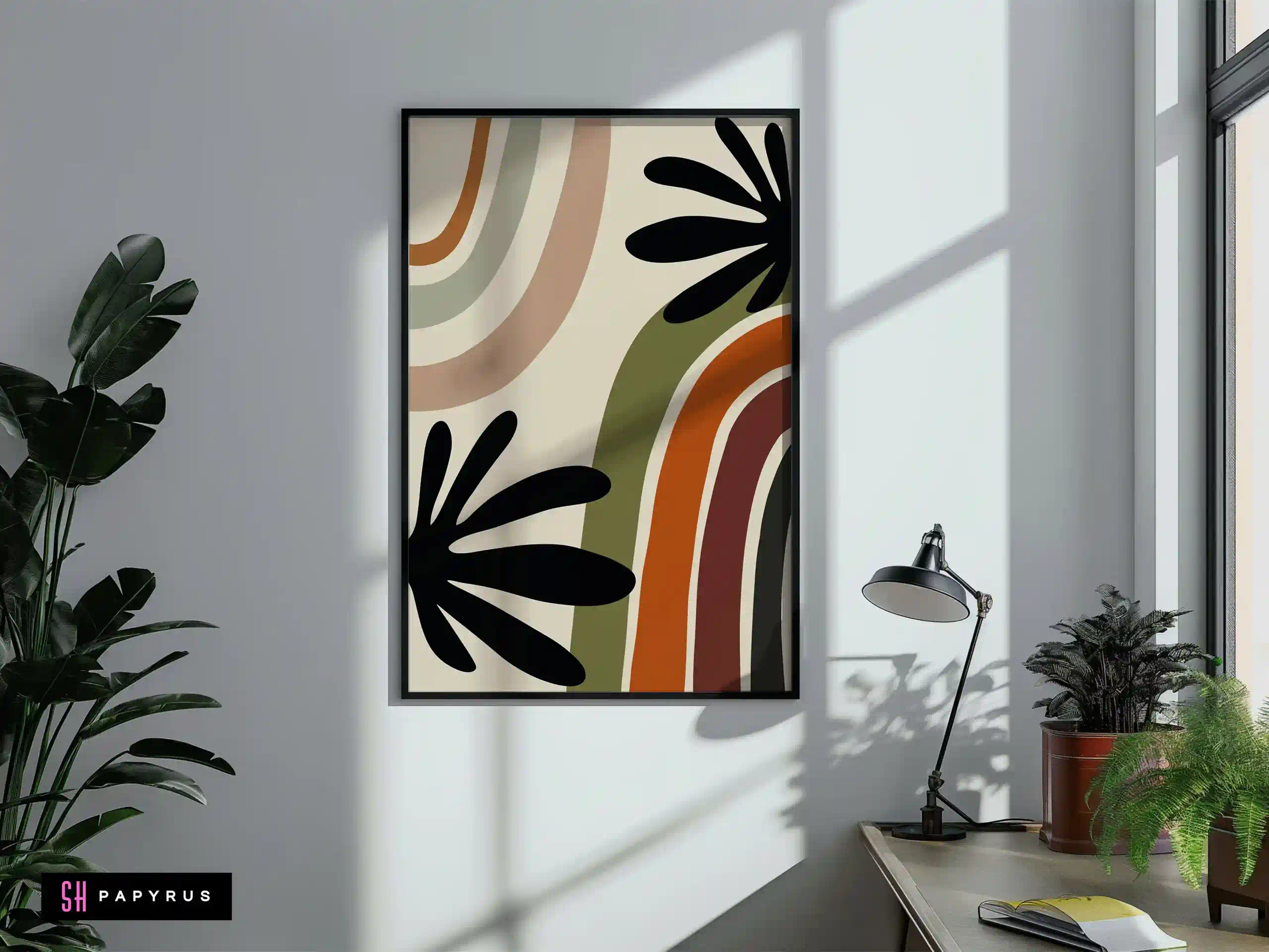 Warm Earth Tone Rainbows and Botanicals Wall Art