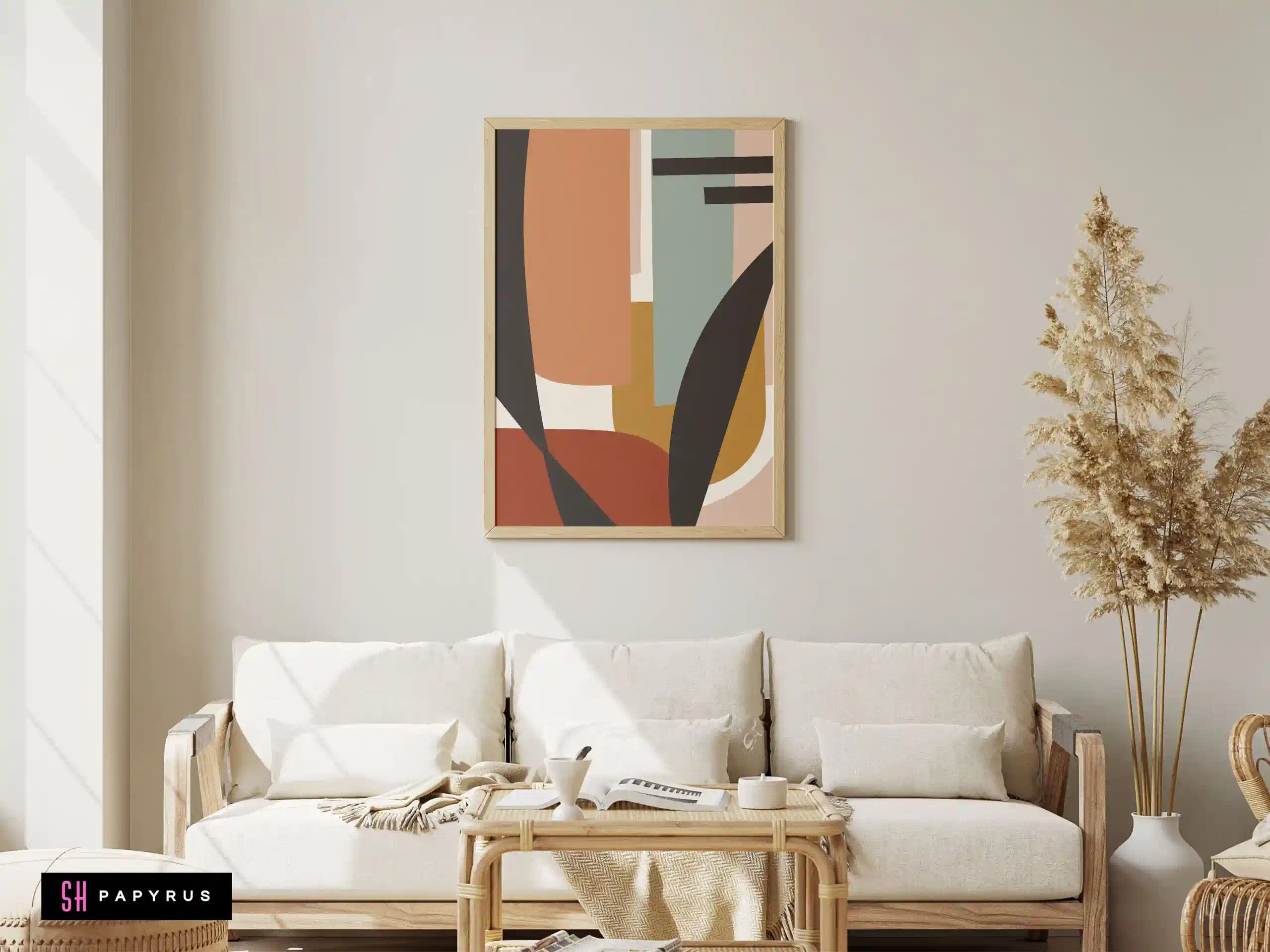Sophisticated Modern Abstract Geometric Collage Art