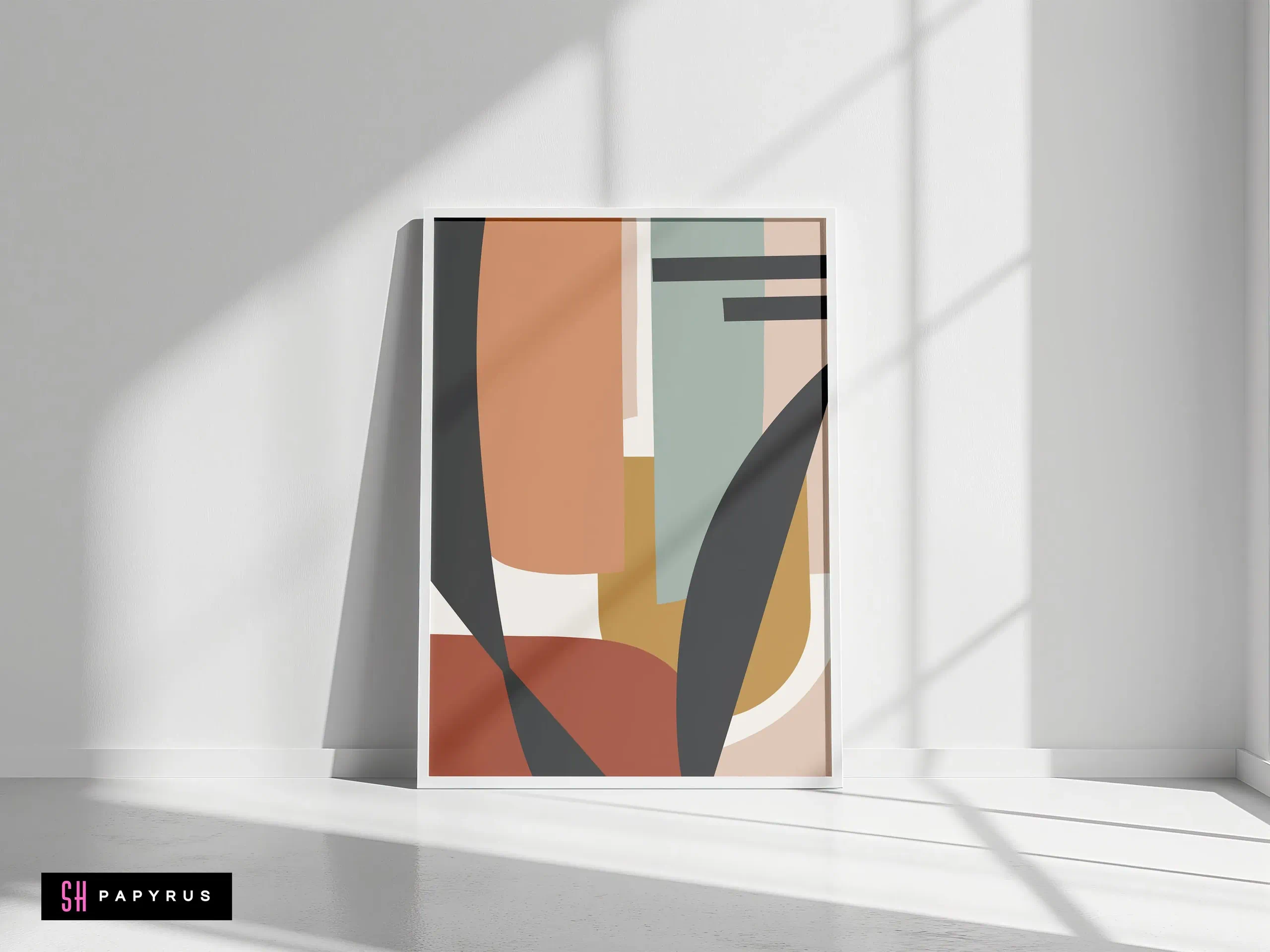 Sophisticated Modern Abstract Geometric Collage Art