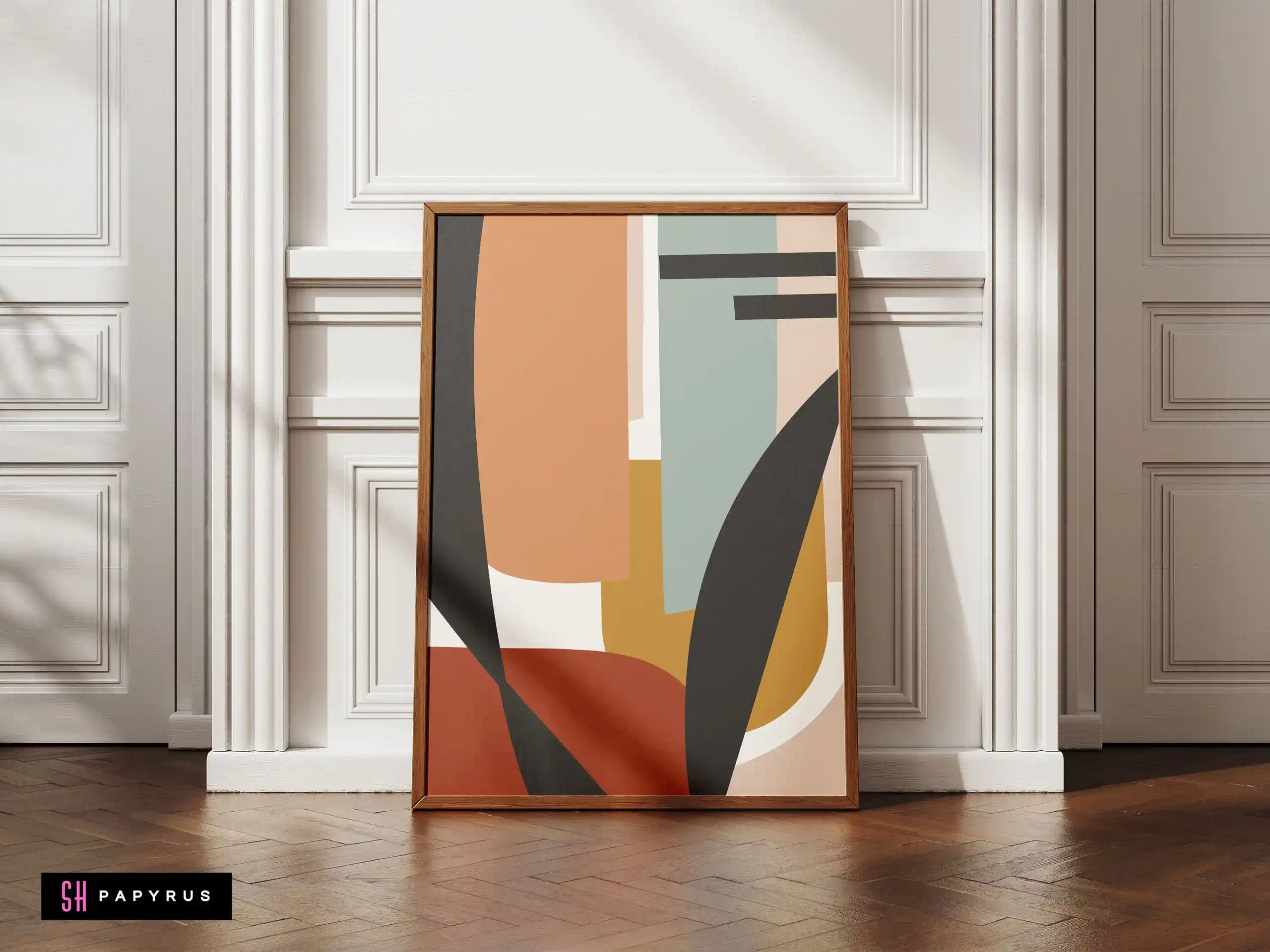 Sophisticated Modern Abstract Geometric Collage Art