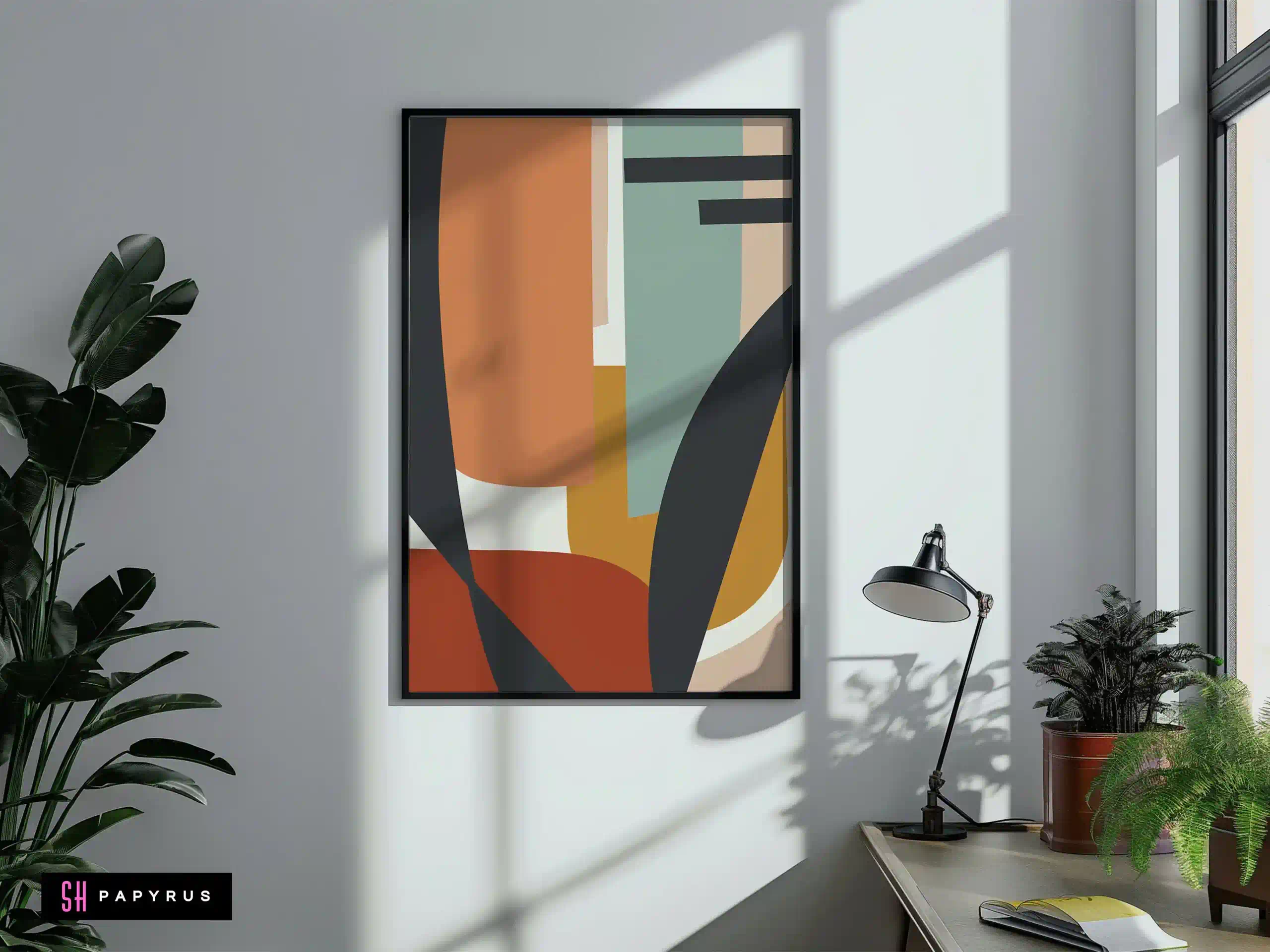 Sophisticated Modern Abstract Geometric Collage Art