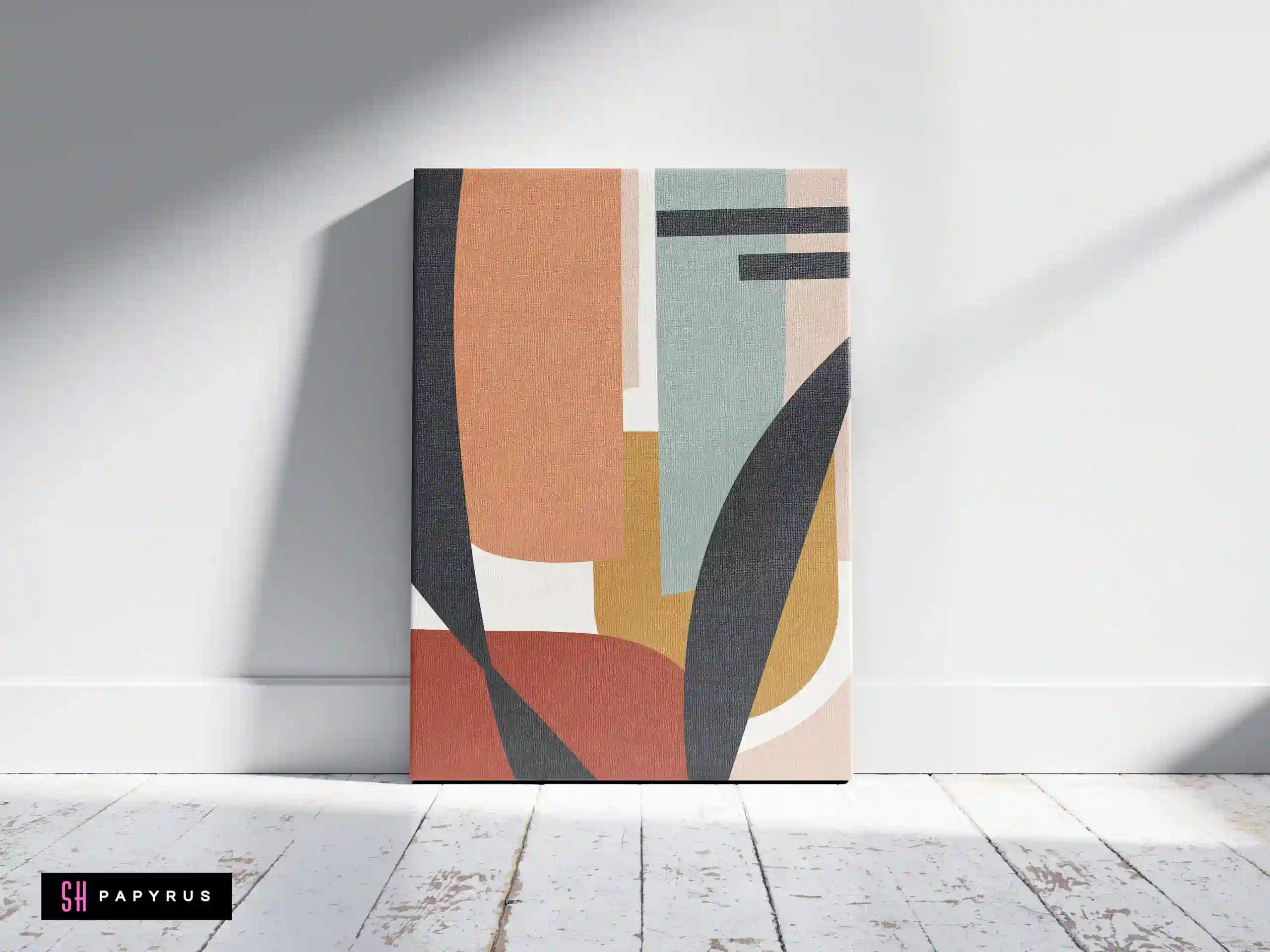 Sophisticated Modern Abstract Geometric Collage Art