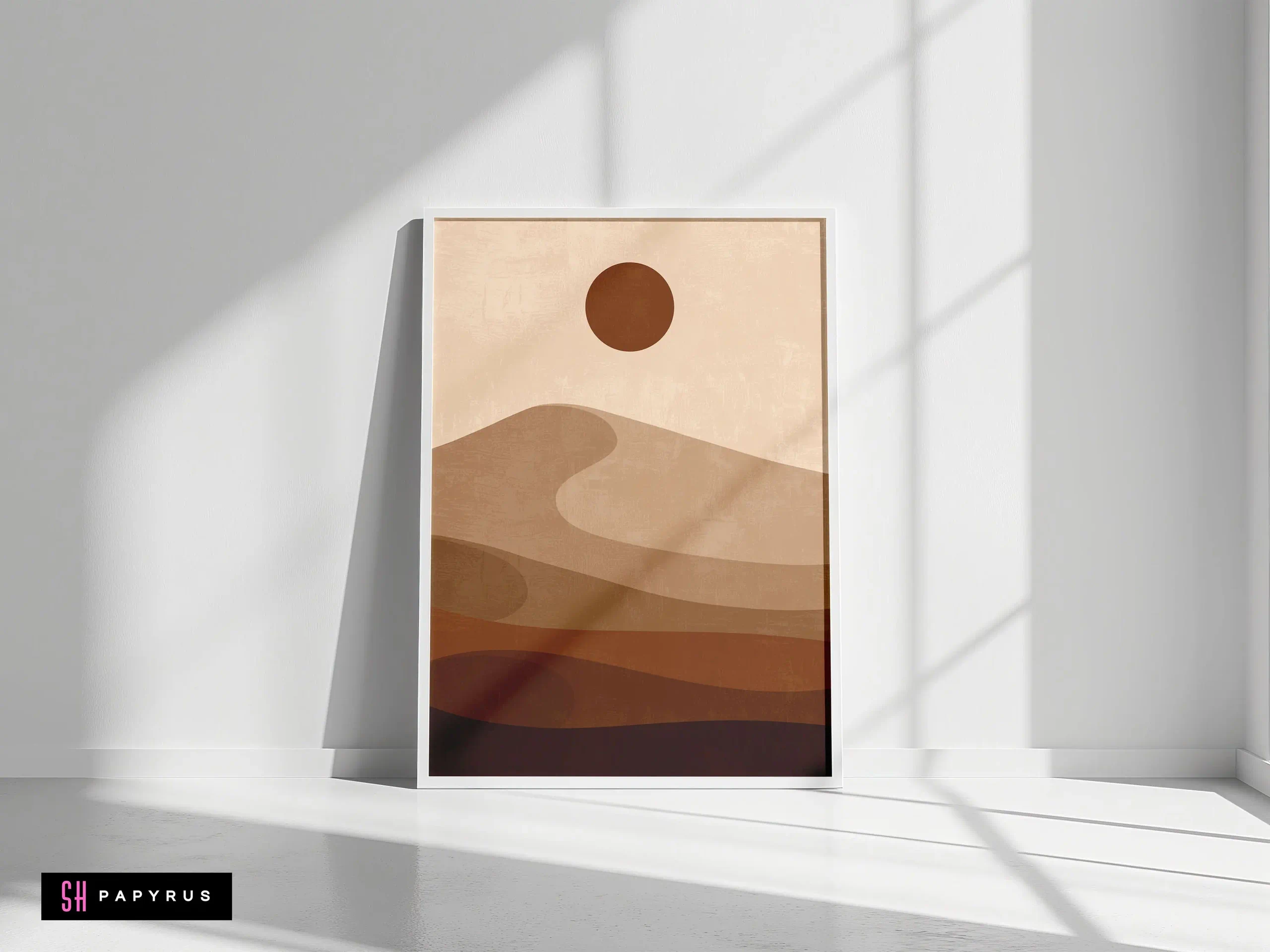 Calm Minimalist Sand Dune Art with Sun Wall Art