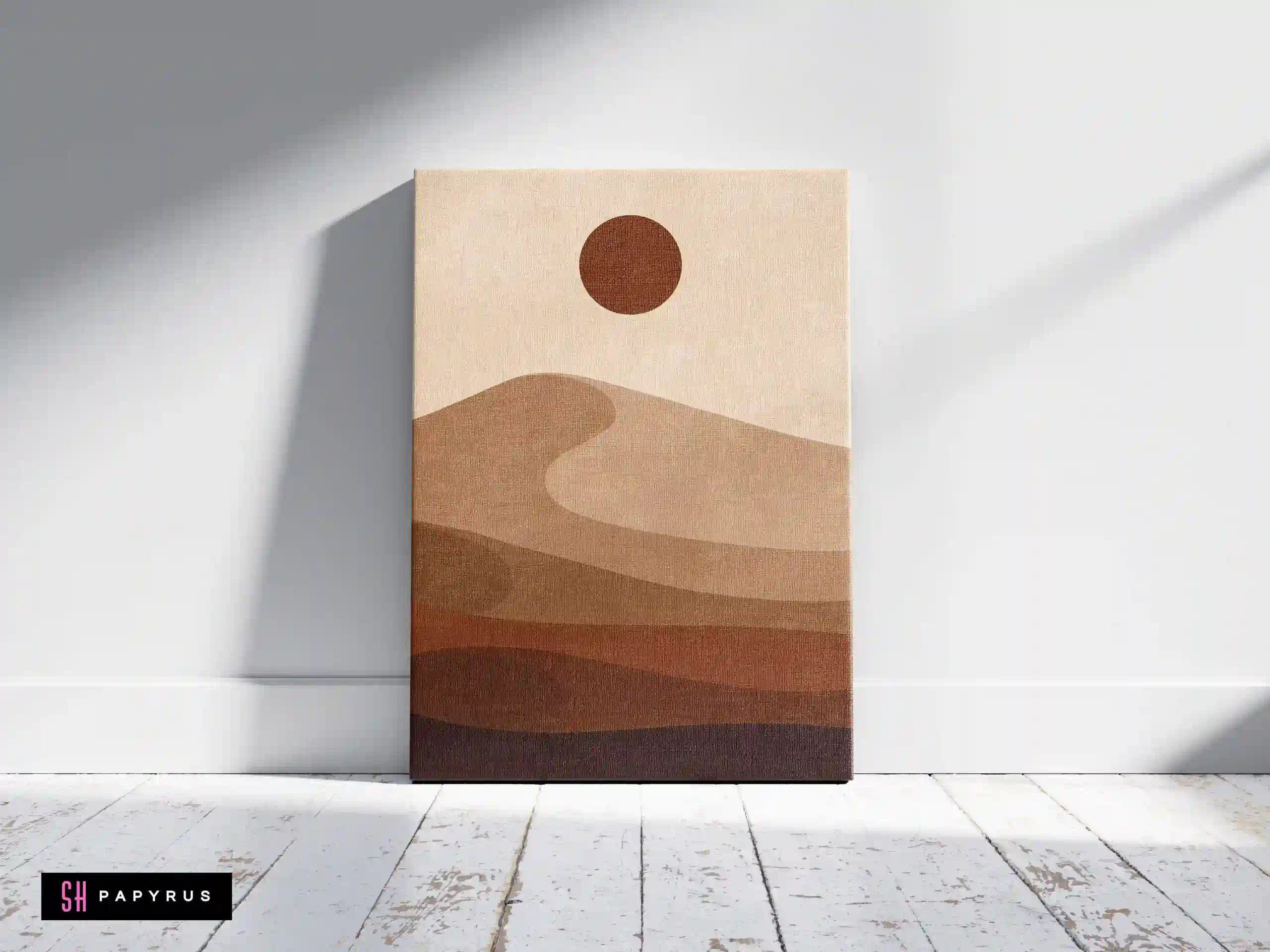 Calm Minimalist Sand Dune Art with Sun Wall Art