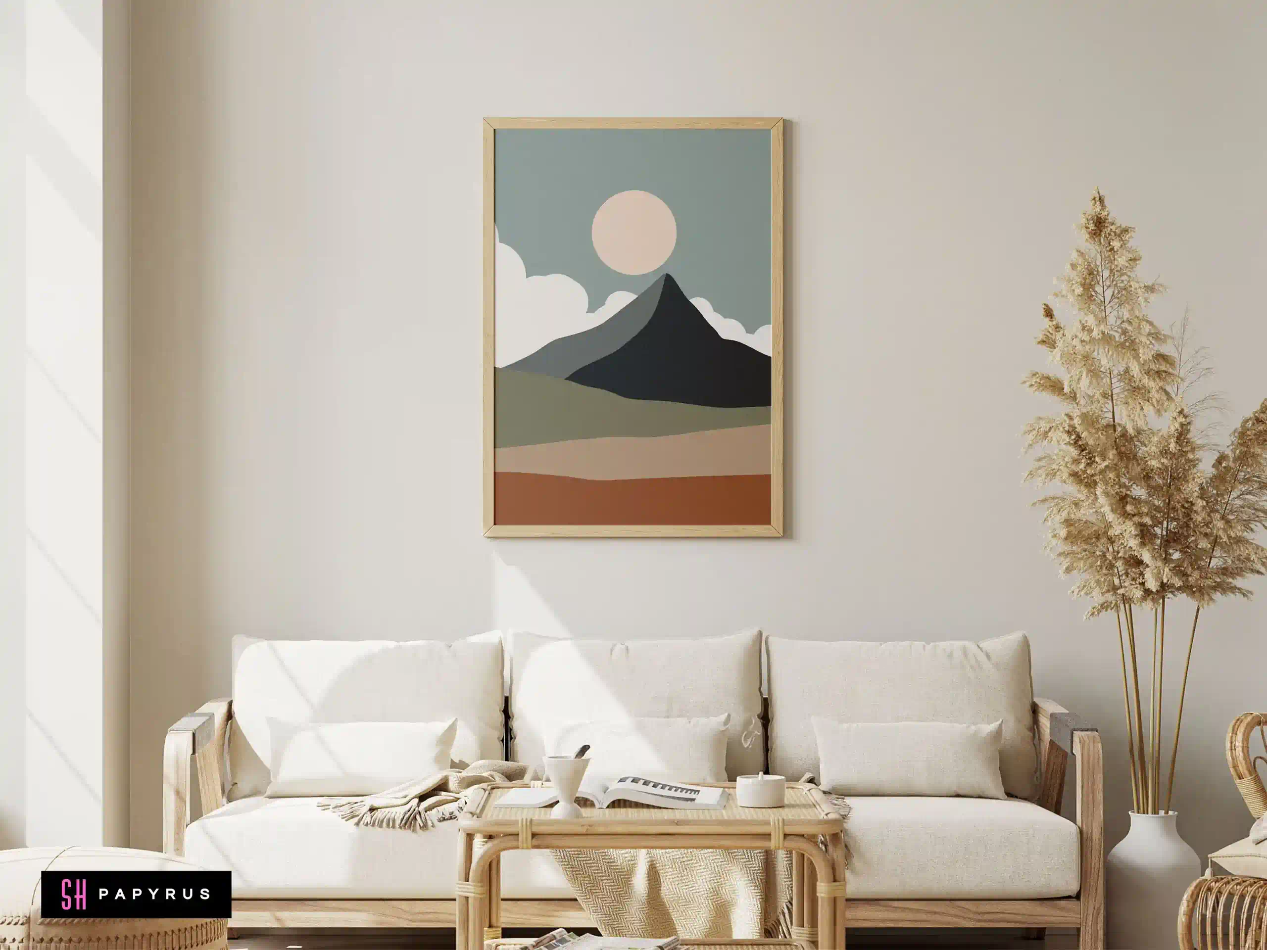 Serene Minimalist Mountain Peak Landscape Art
