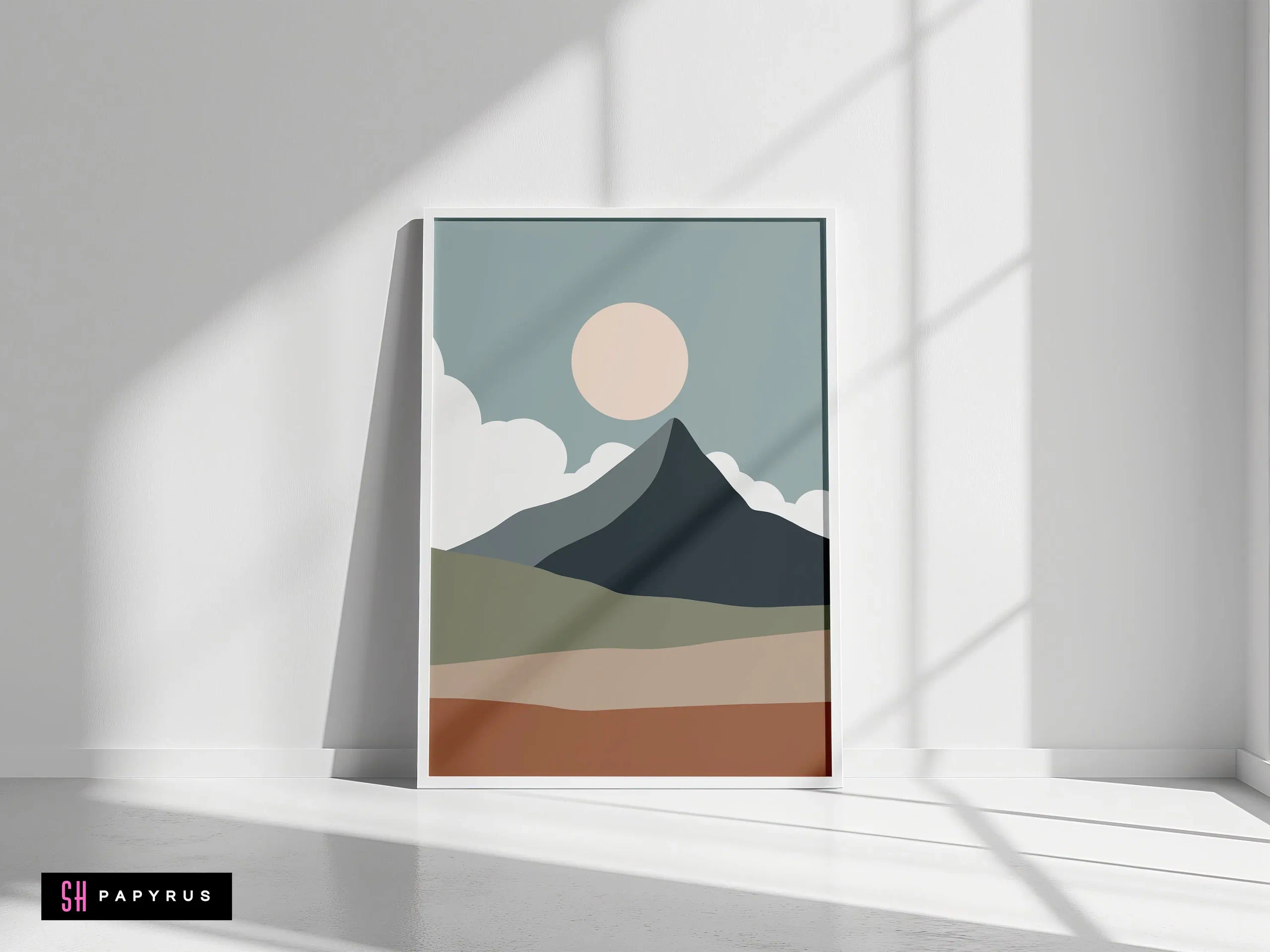 Serene Minimalist Mountain Peak Landscape Art
