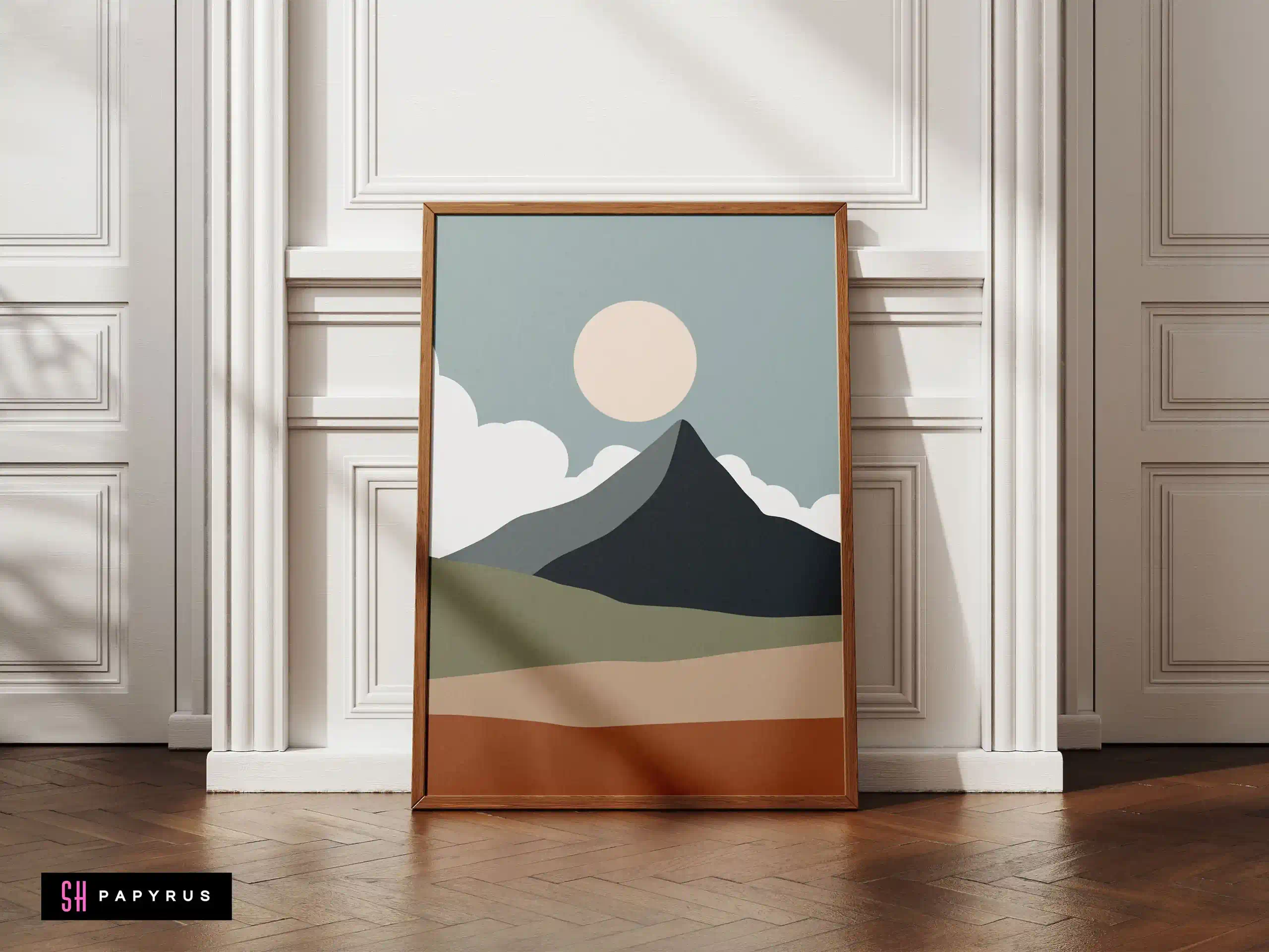 Serene Minimalist Mountain Peak Landscape Art