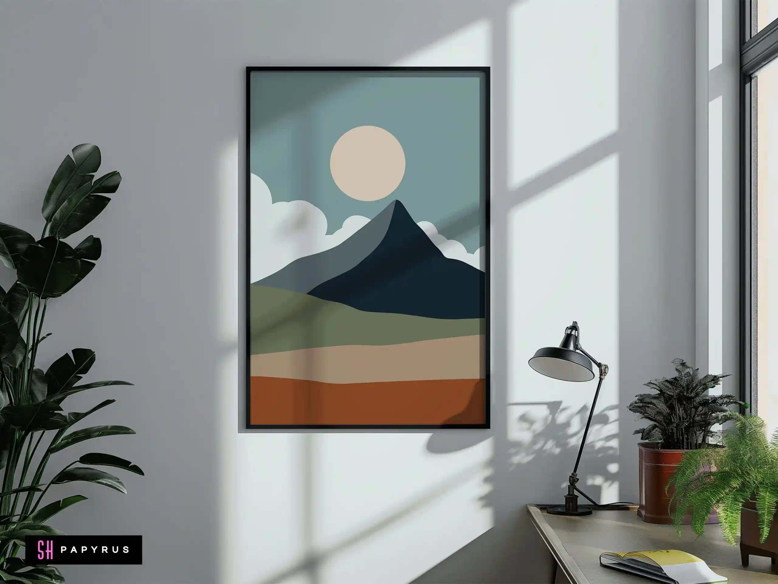 Serene Minimalist Mountain Peak Landscape Art