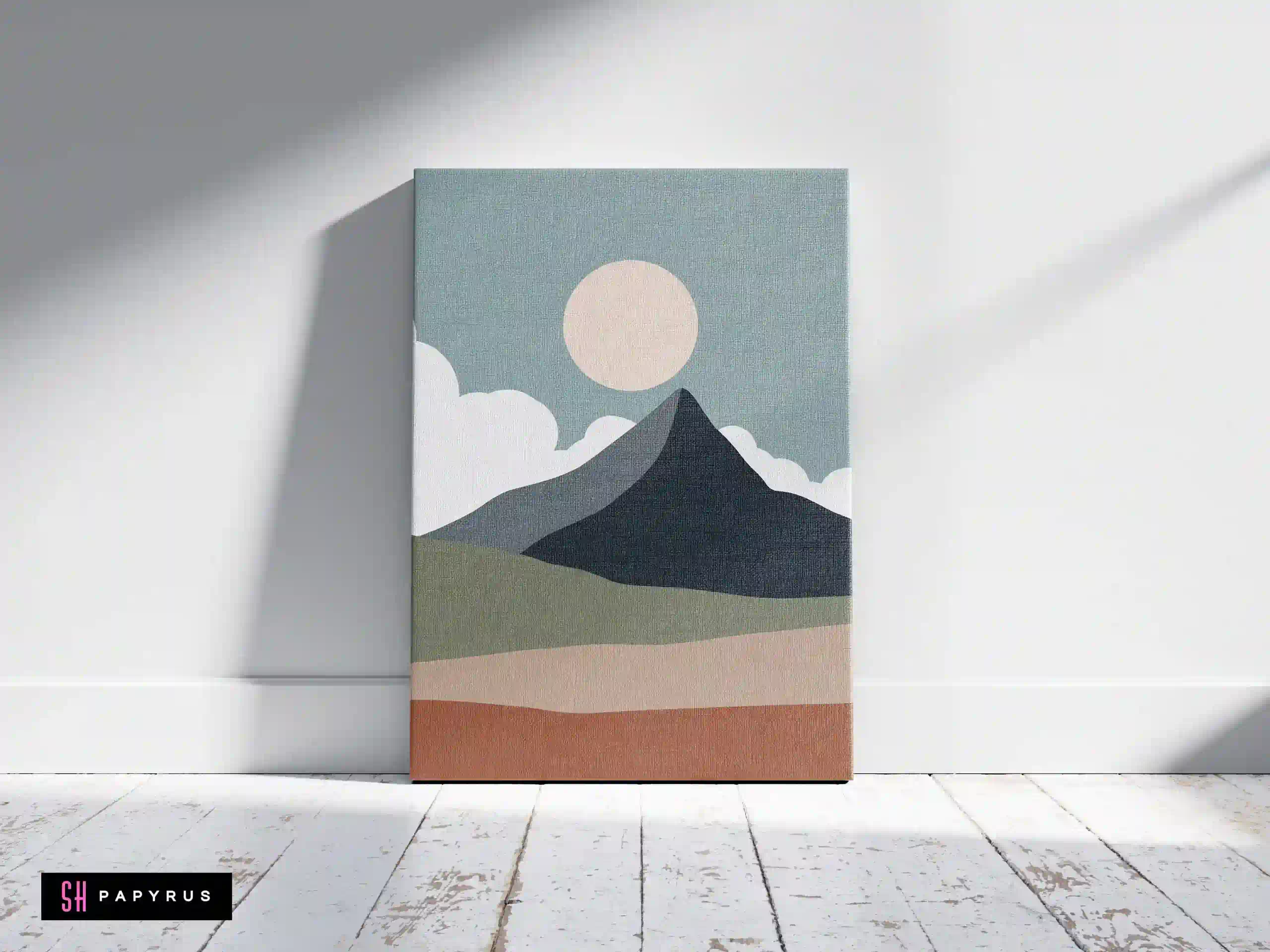 Serene Minimalist Mountain Peak Landscape Art