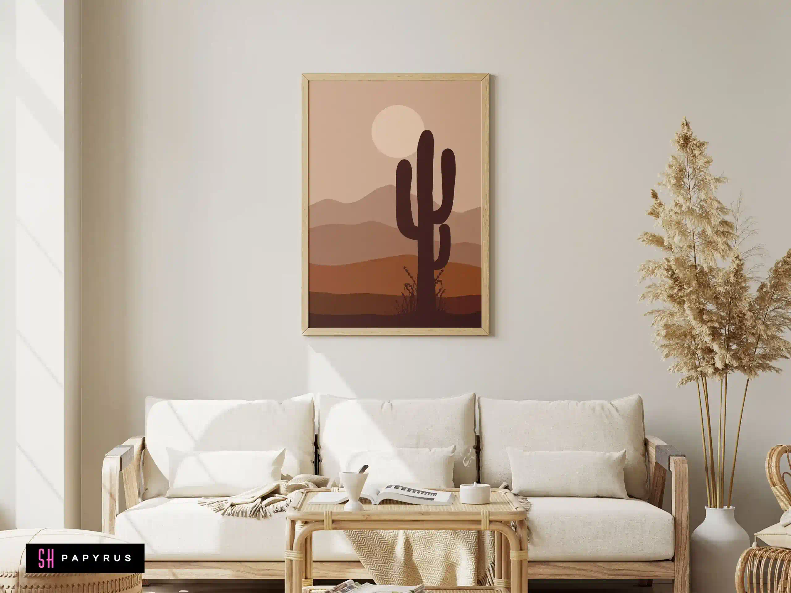 Inviting Warm Terracotta Desert Silhouette Wall Art