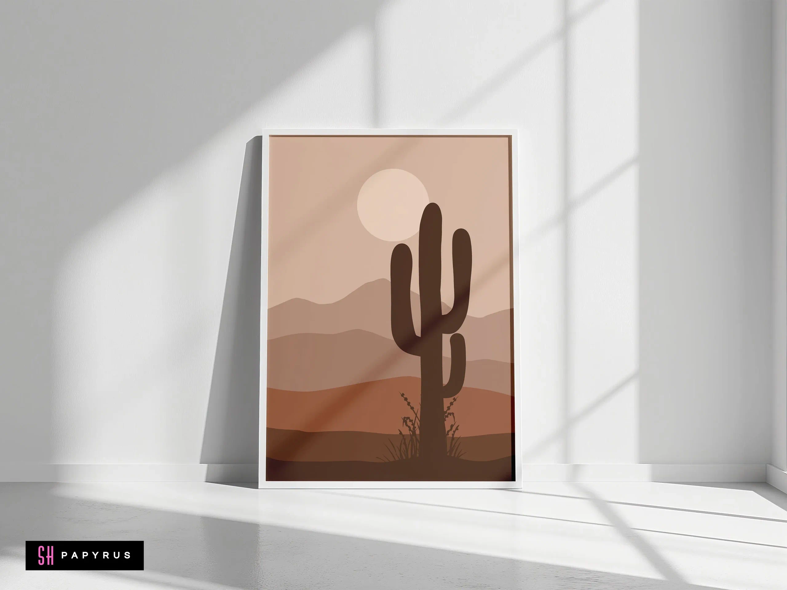 Inviting Warm Terracotta Desert Silhouette Wall Art