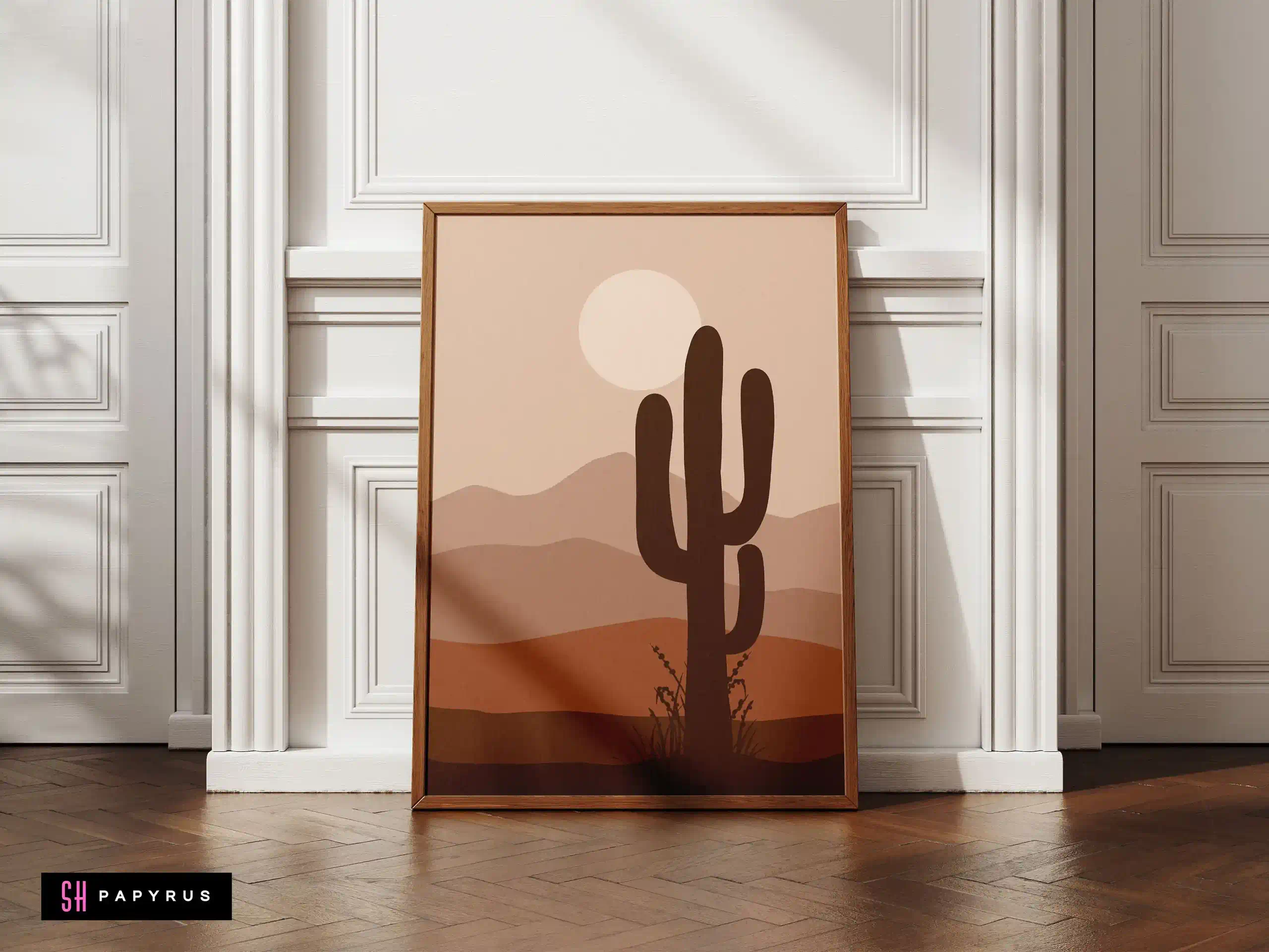 Inviting Warm Terracotta Desert Silhouette Wall Art