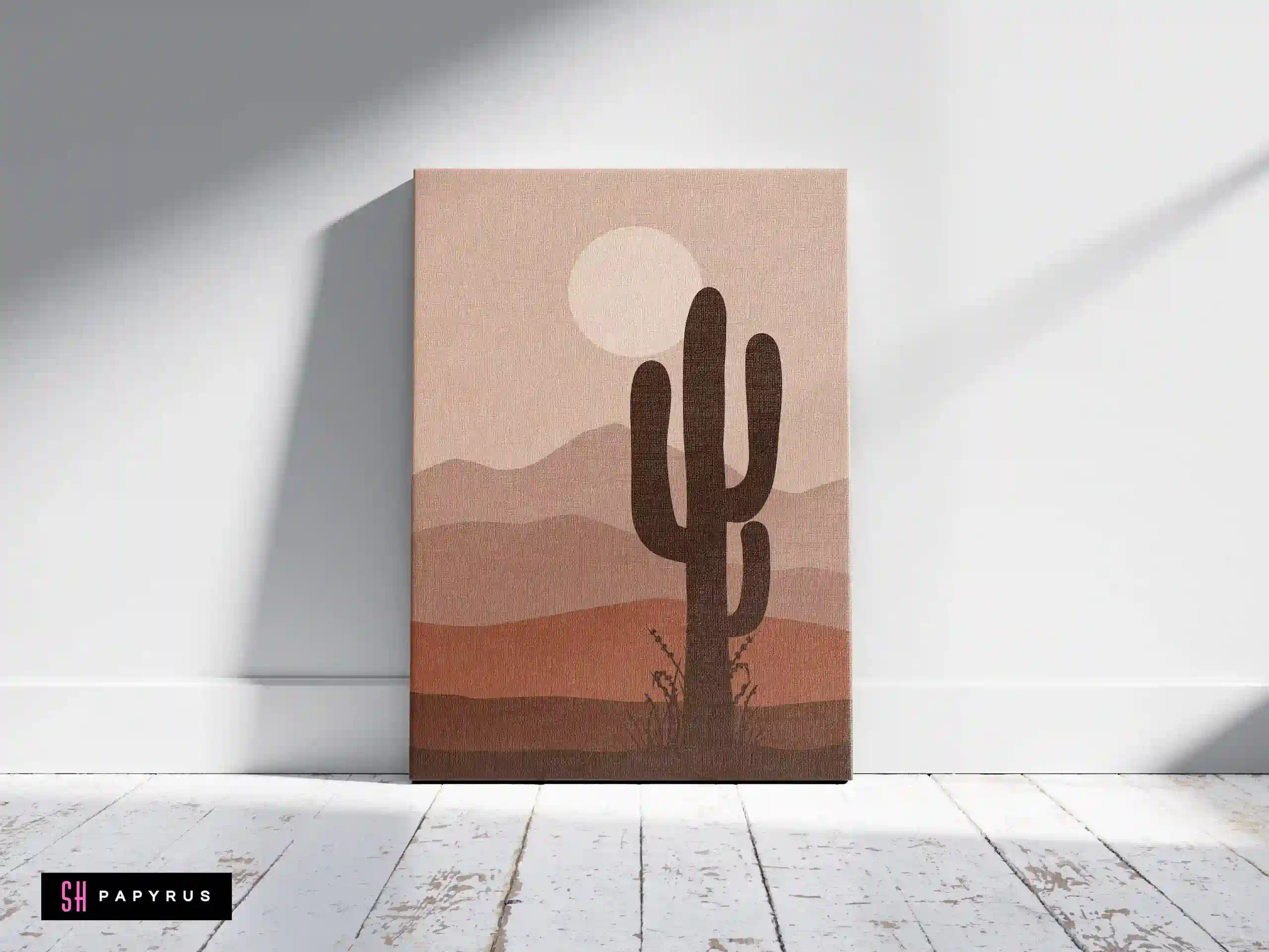 Inviting Warm Terracotta Desert Silhouette Wall Art