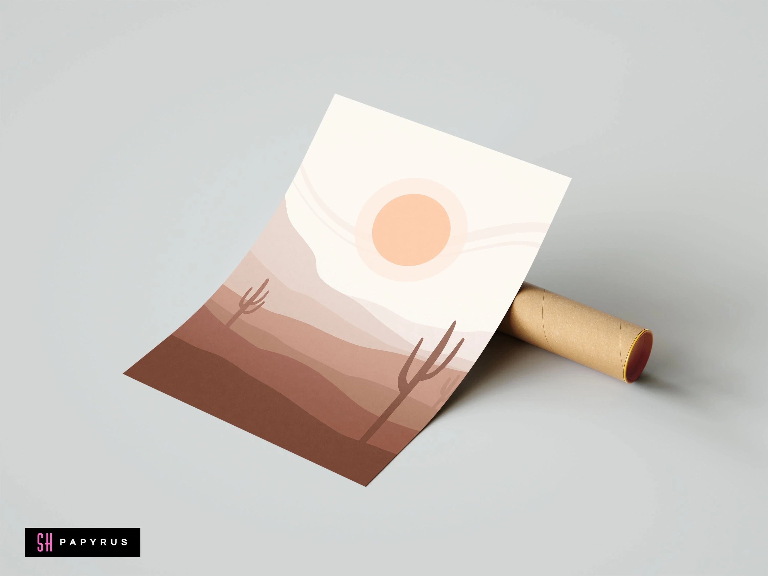 Peaceful Minimalist Hazy Desert Landscape Wall Art