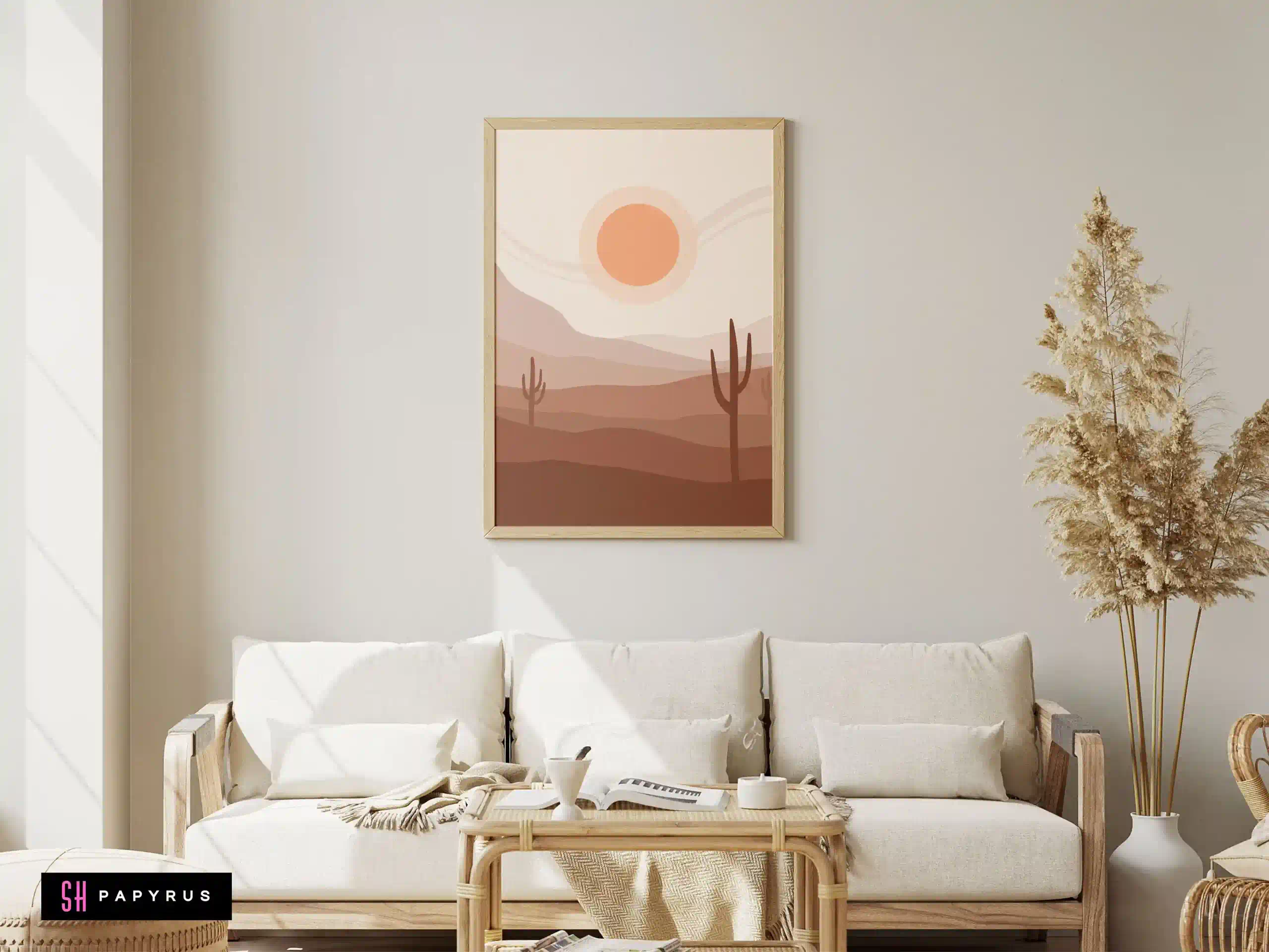 Peaceful Minimalist Hazy Desert Landscape Wall Art
