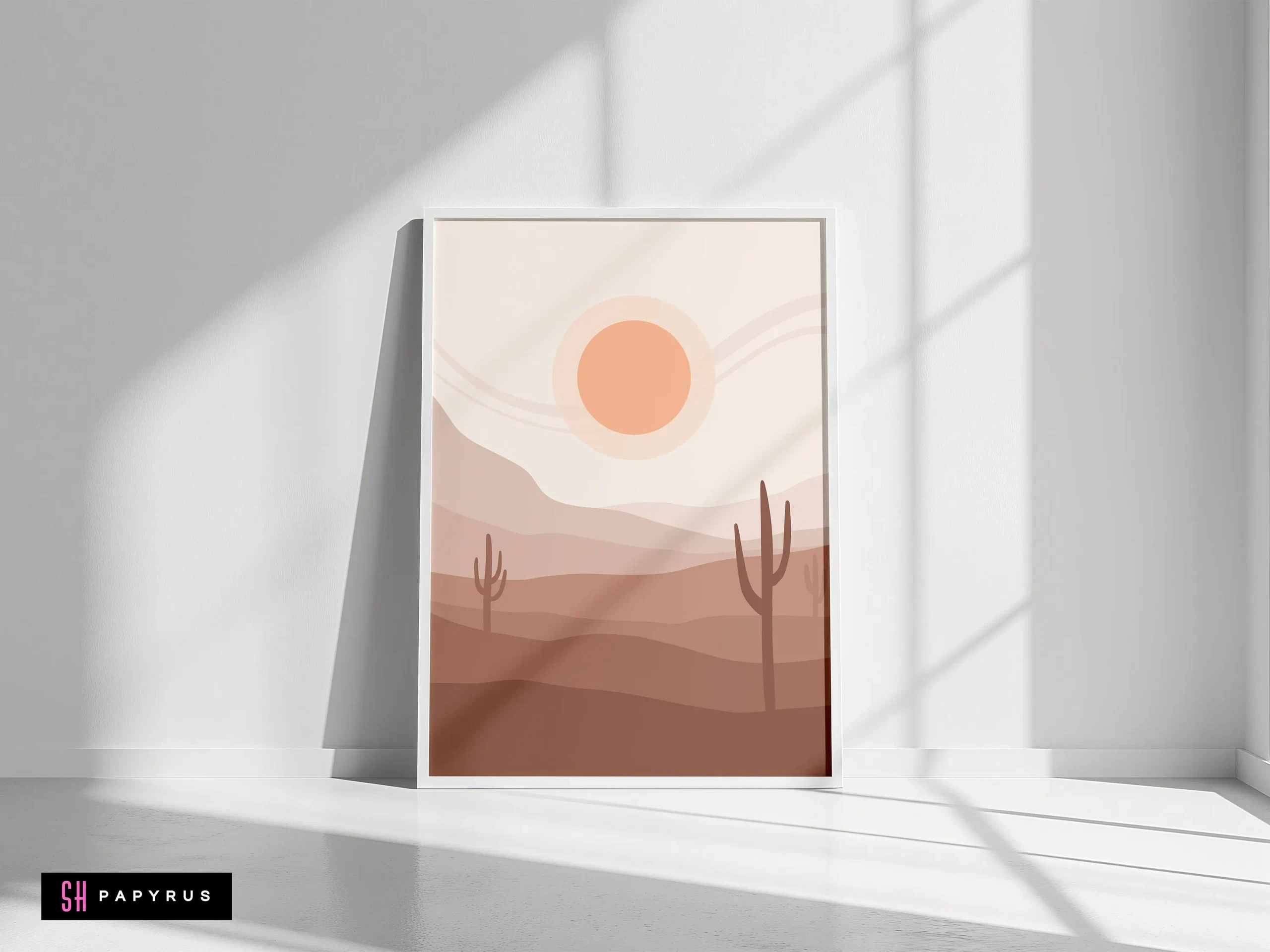 Peaceful Minimalist Hazy Desert Landscape Wall Art