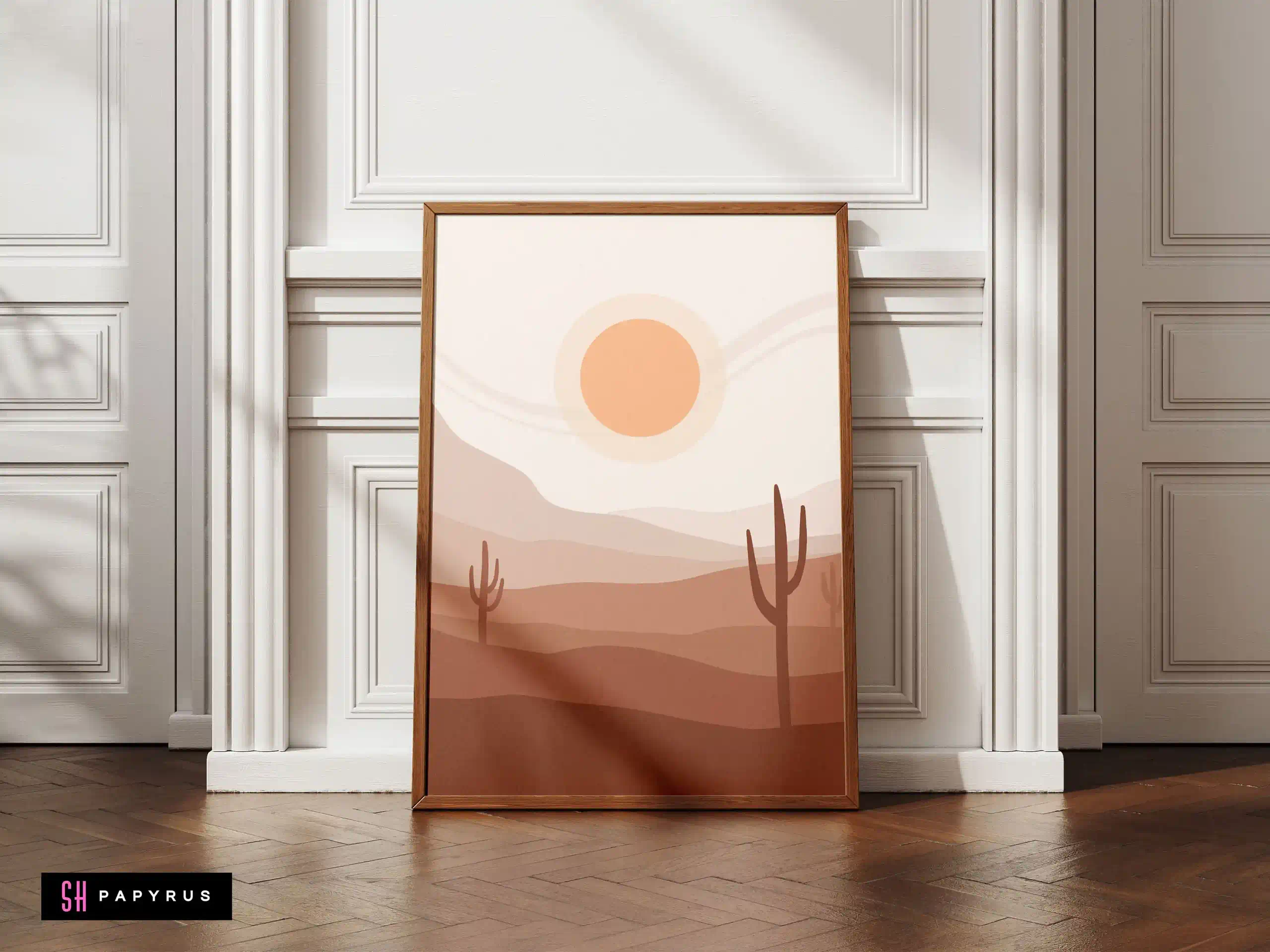 Peaceful Minimalist Hazy Desert Landscape Wall Art