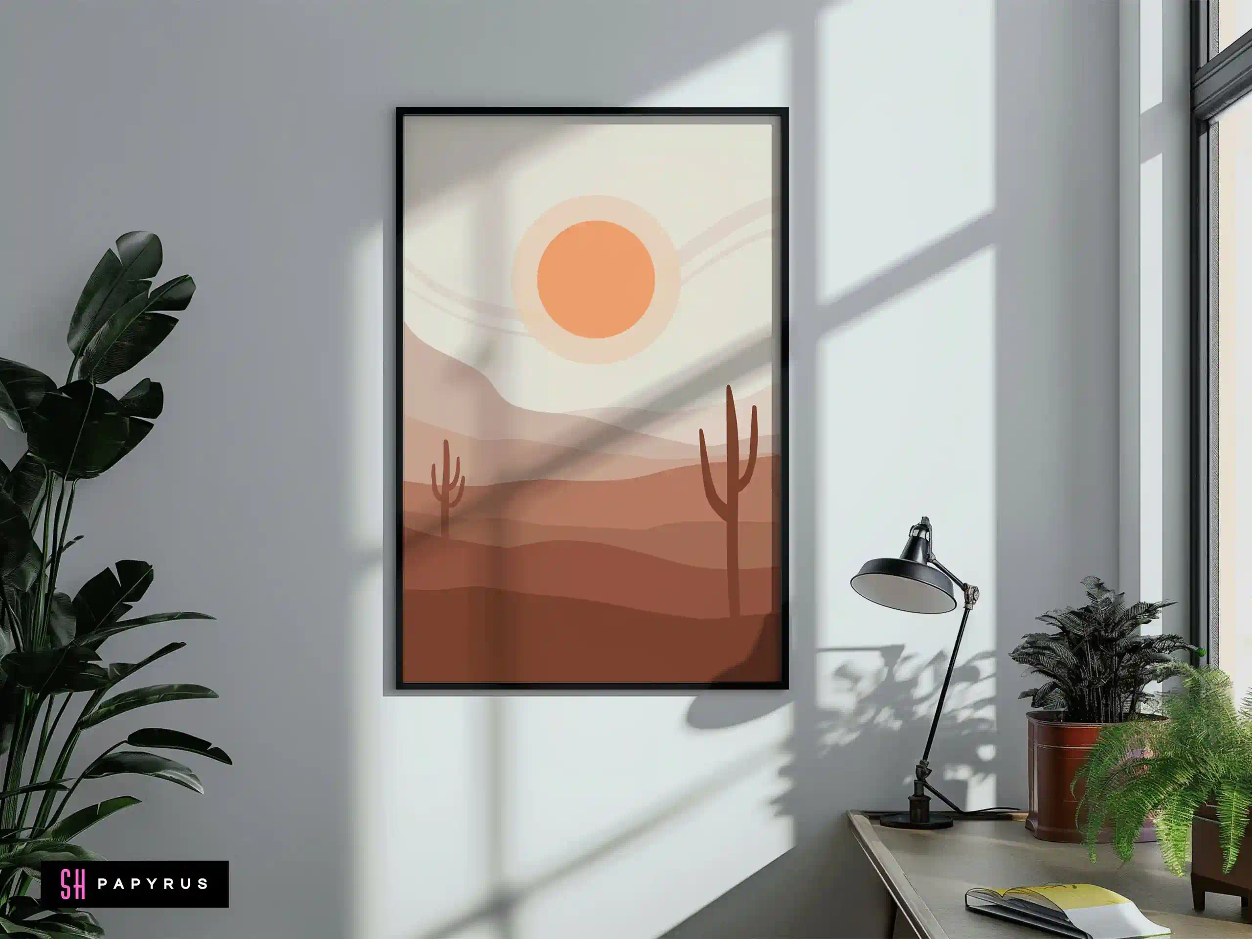 Peaceful Minimalist Hazy Desert Landscape Wall Art