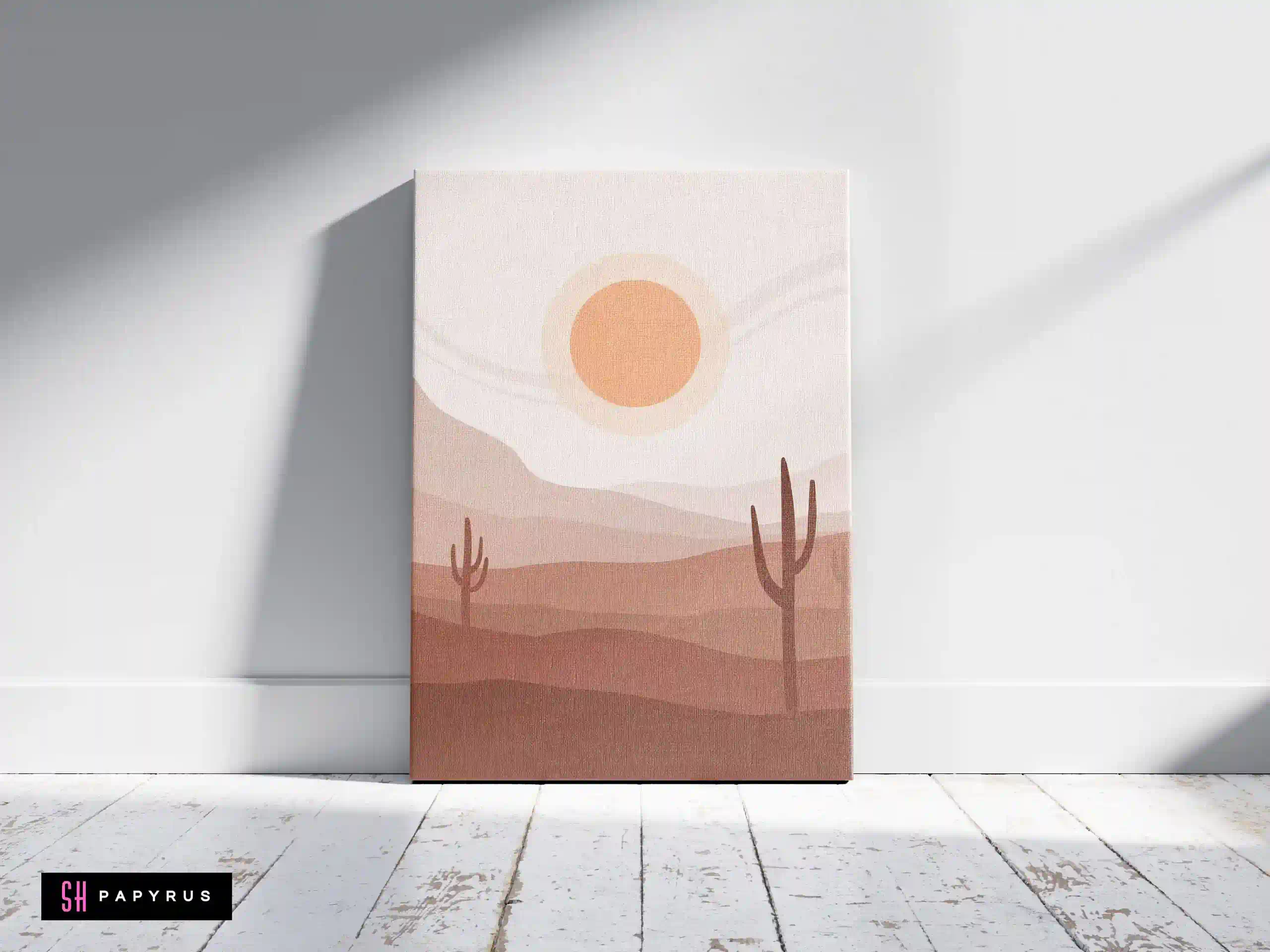 Peaceful Minimalist Hazy Desert Landscape Wall Art