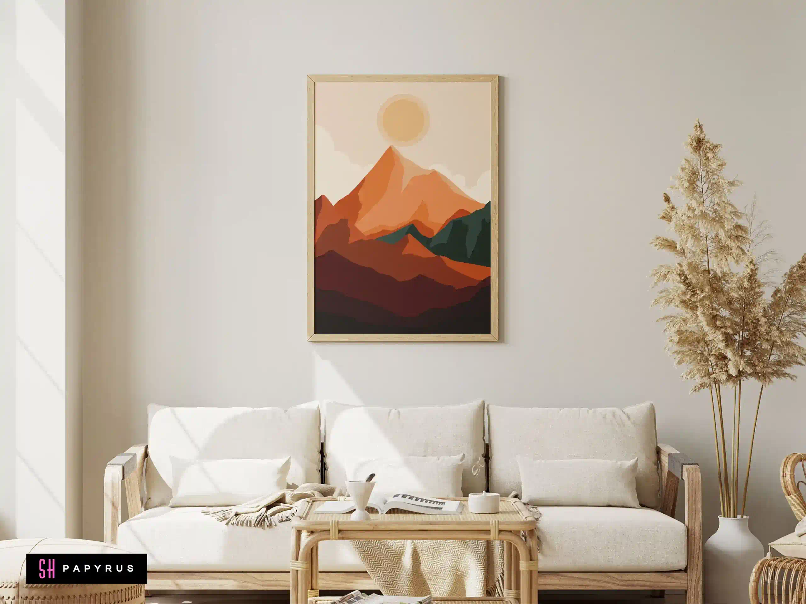 Energetic Vibrant Orange Mountain Range Wall Art