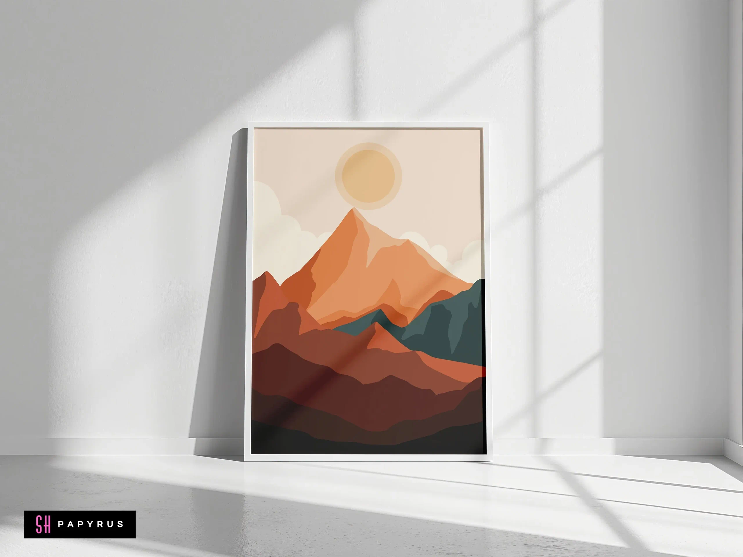 Energetic Vibrant Orange Mountain Range Wall Art