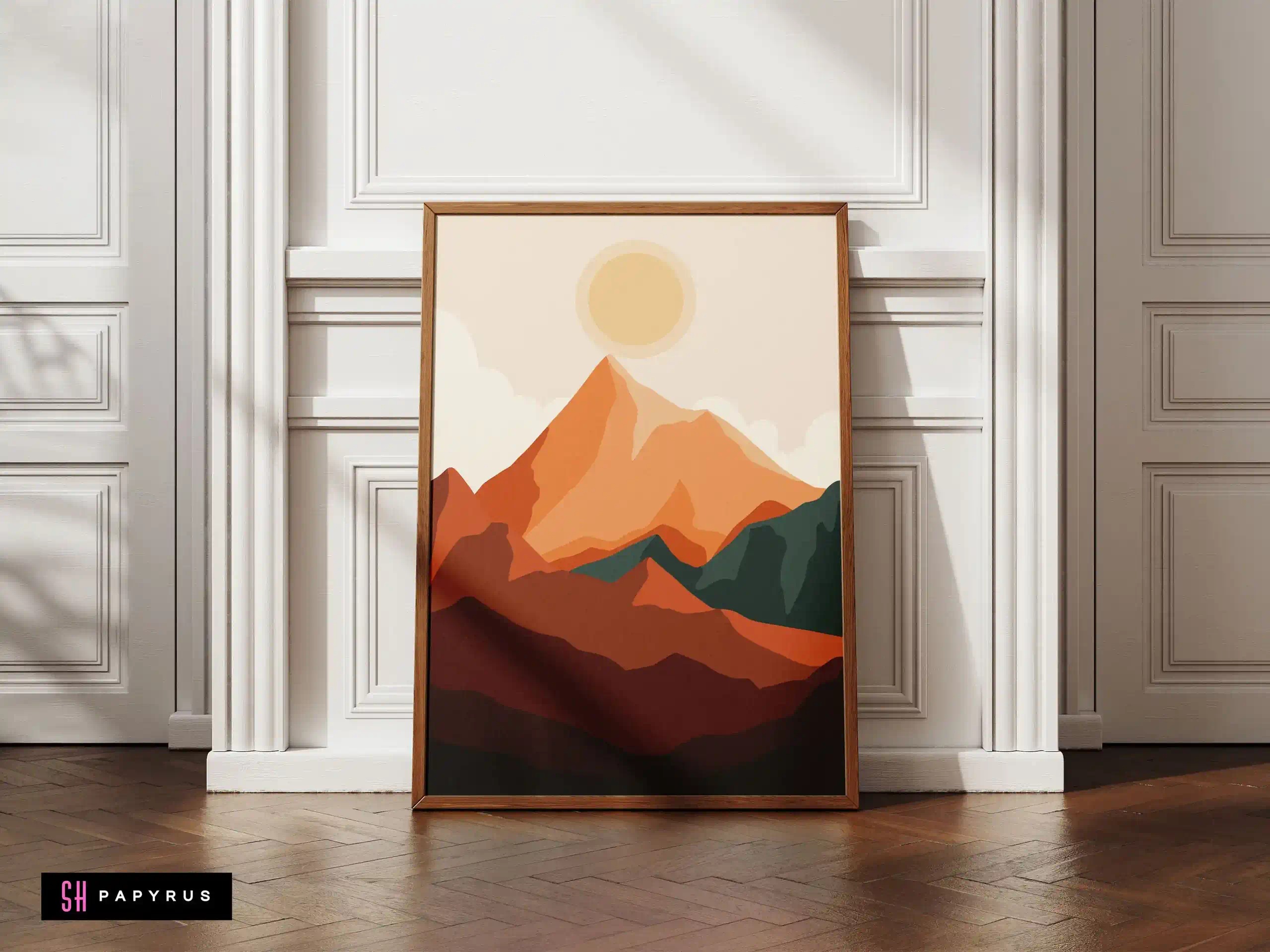 Energetic Vibrant Orange Mountain Range Wall Art