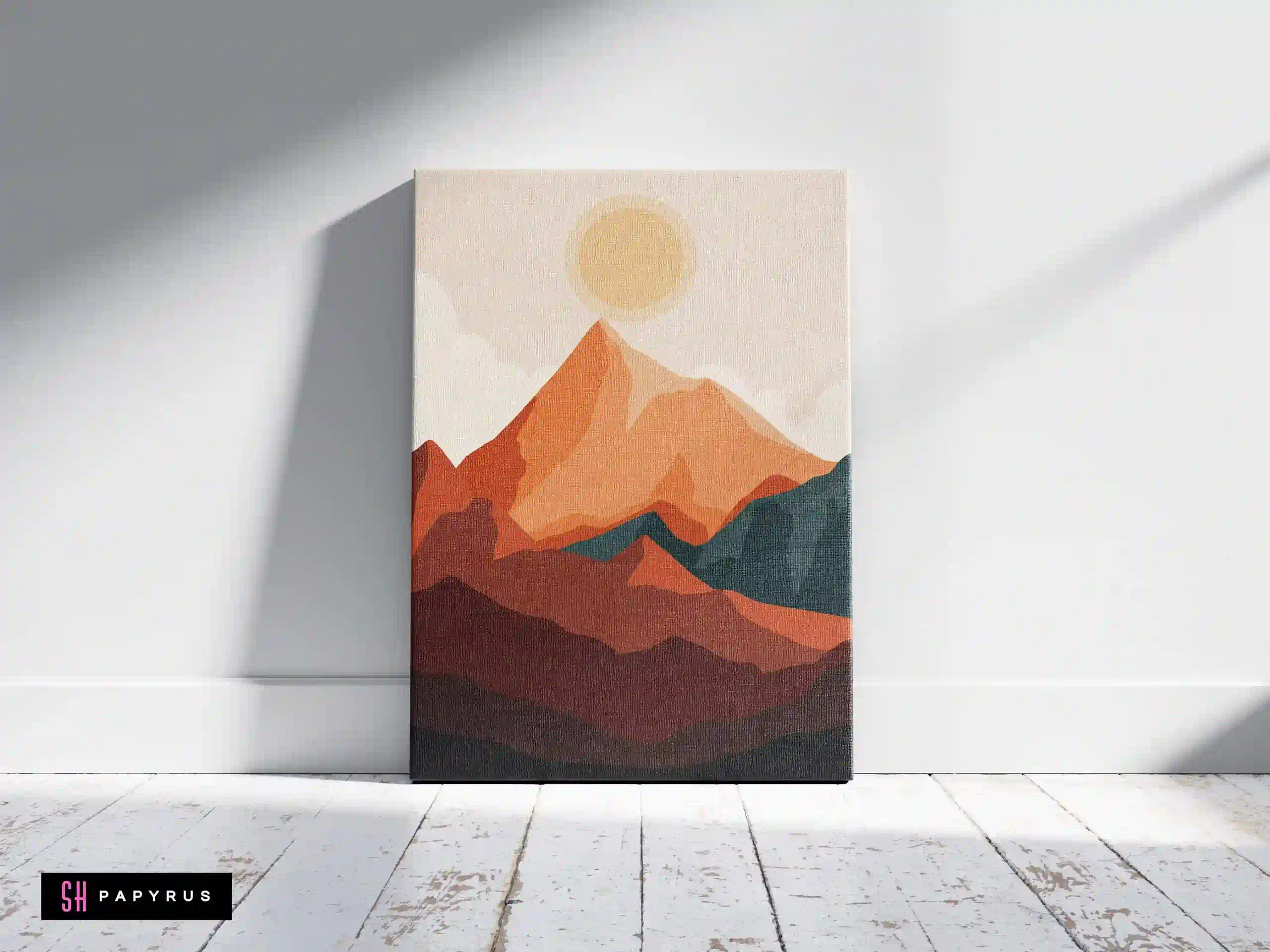 Energetic Vibrant Orange Mountain Range Wall Art