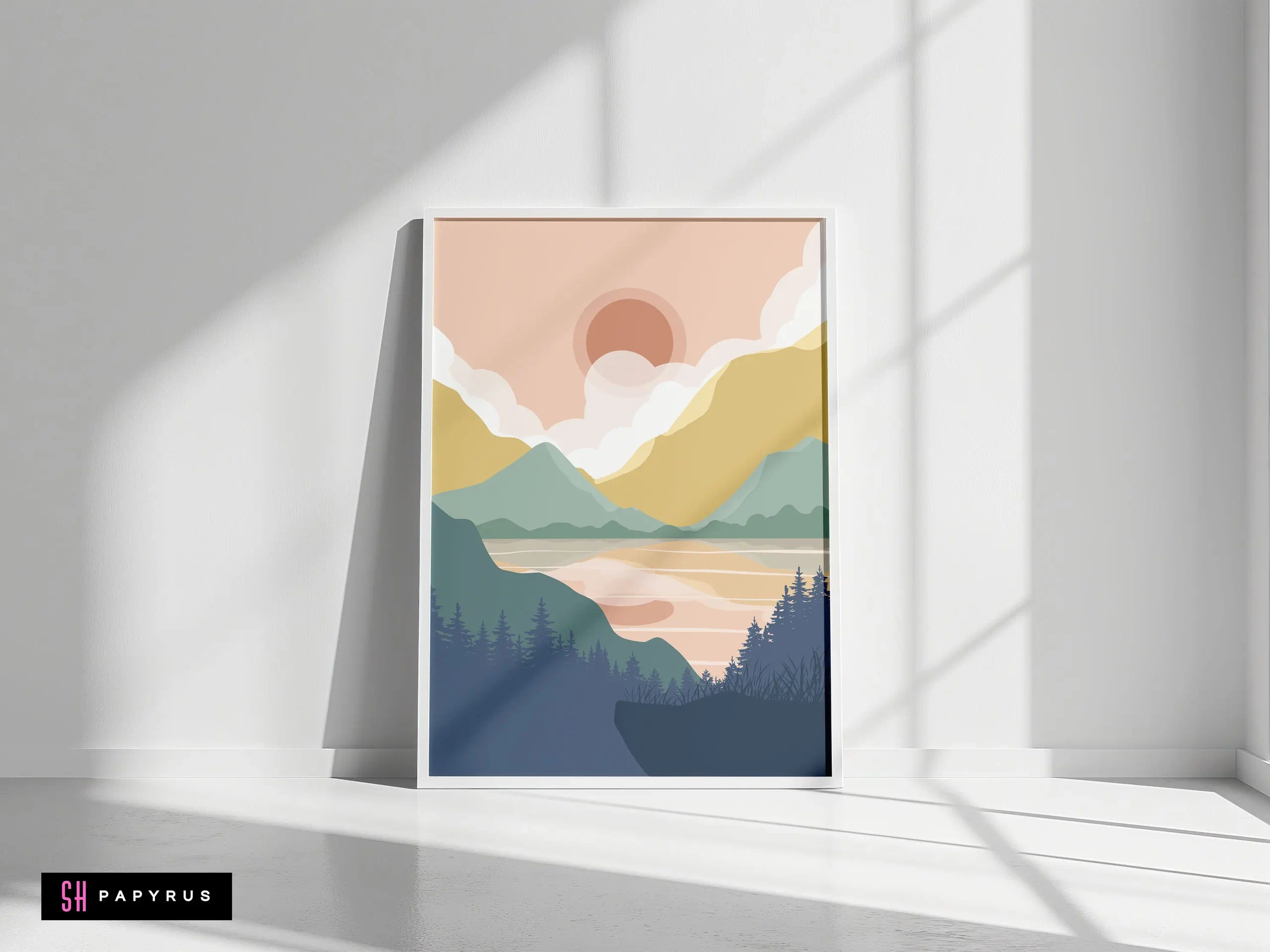 Breathtaking Colorful Sunset Lake Reflection Art