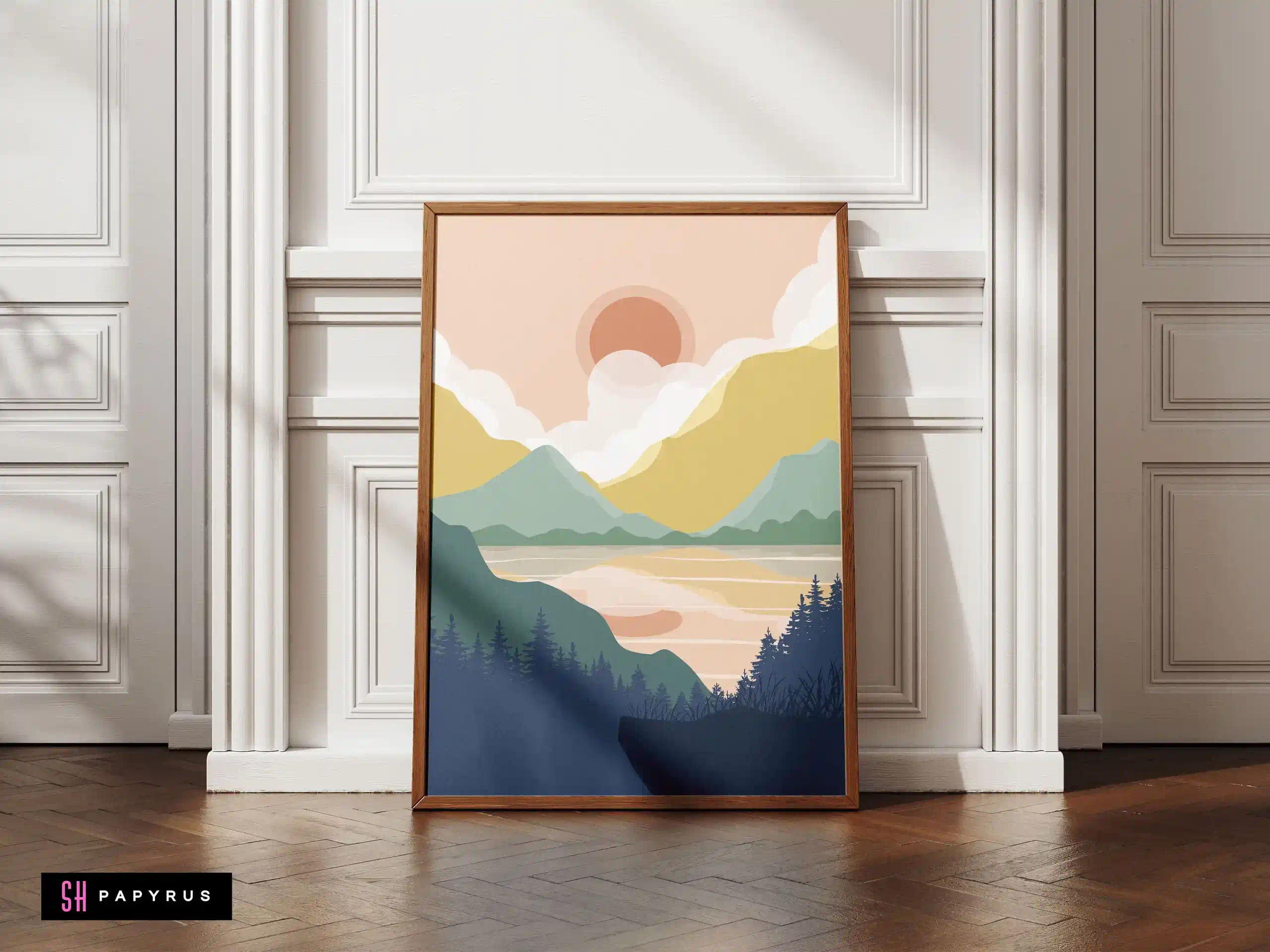 Breathtaking Colorful Sunset Lake Reflection Art