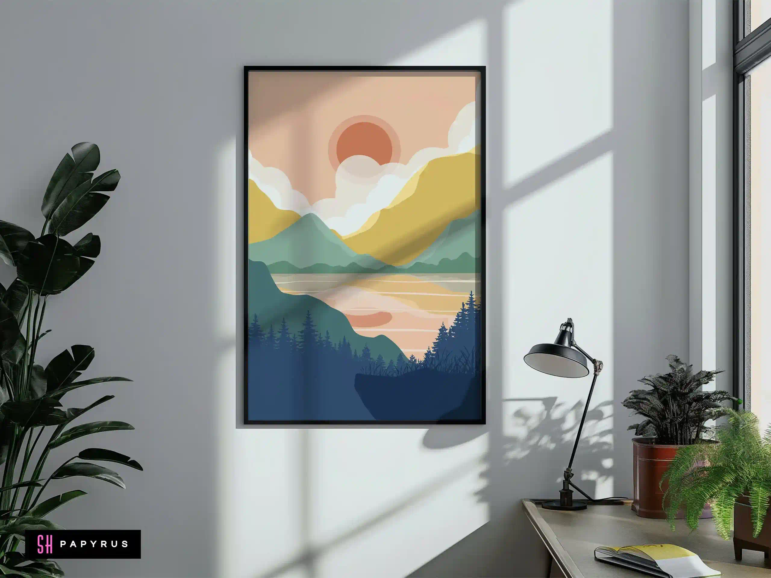 Breathtaking Colorful Sunset Lake Reflection Art