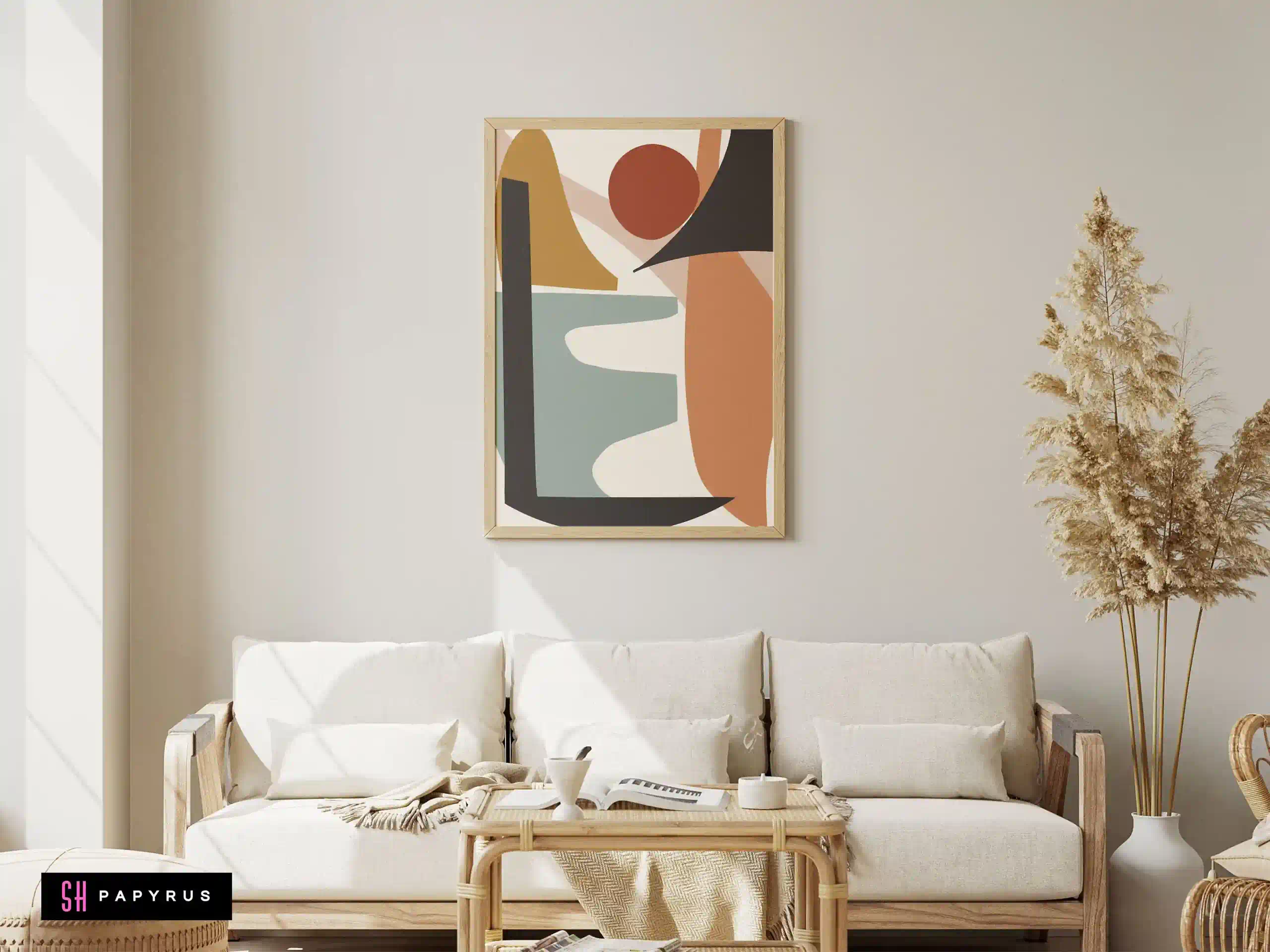 Elegant Flowing Forms Terracotta Sage Black Wall Art