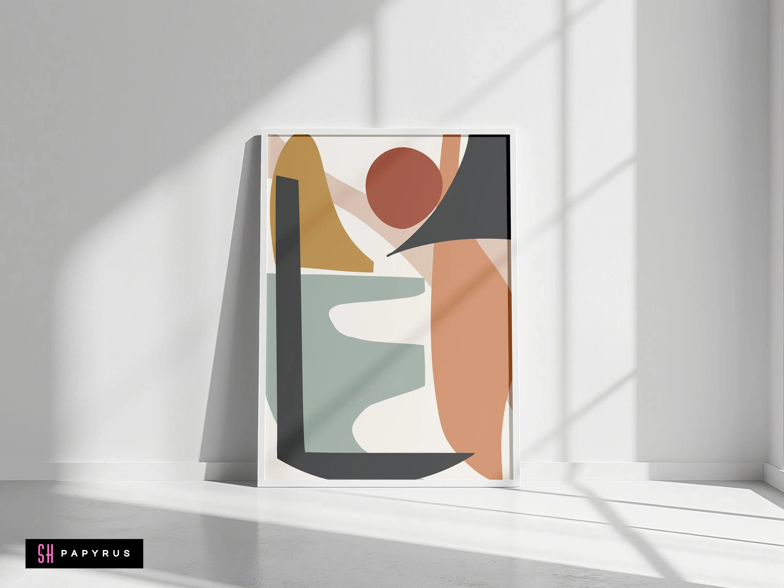 Elegant Flowing Forms Terracotta Sage Black Wall Art