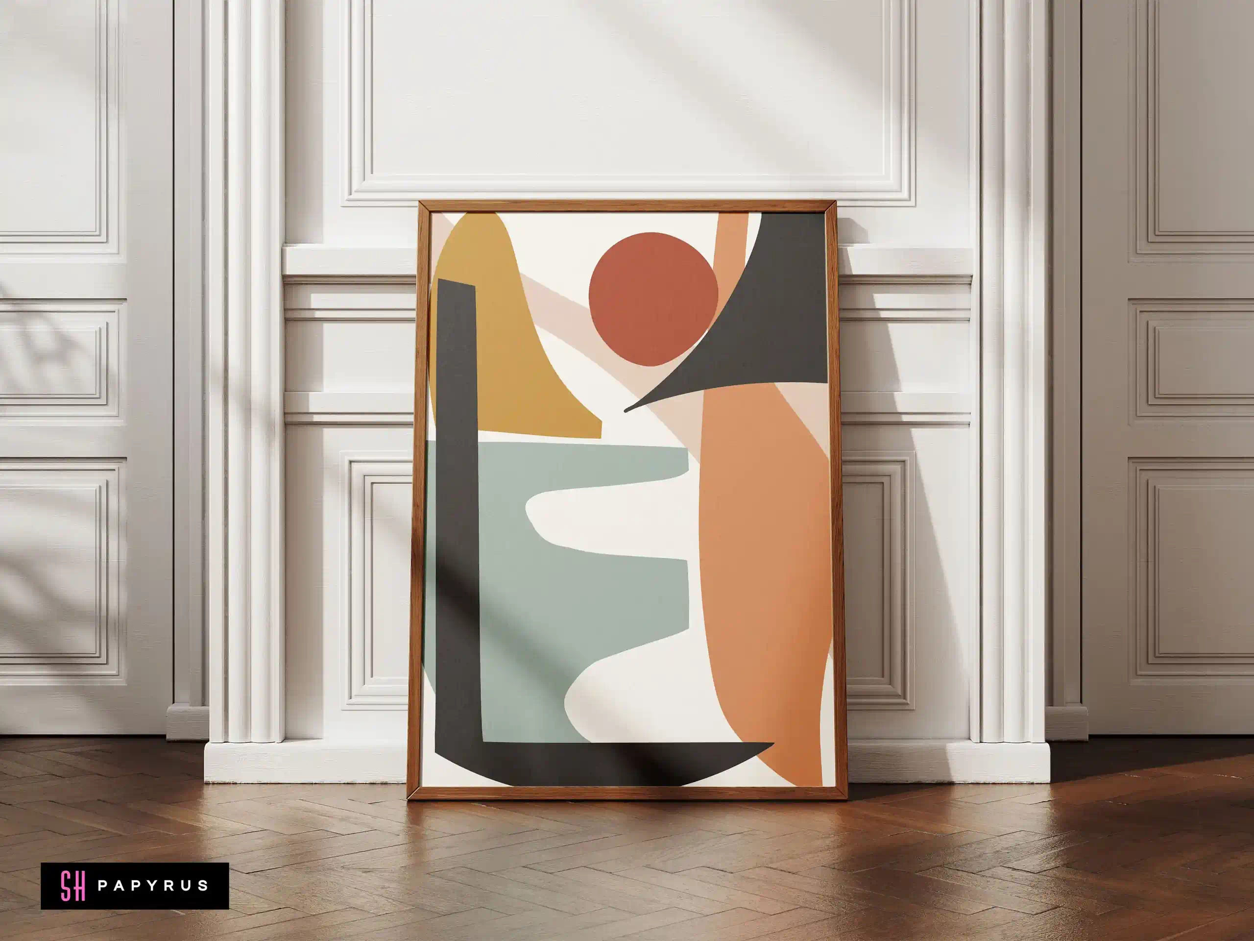 Elegant Flowing Forms Terracotta Sage Black Wall Art