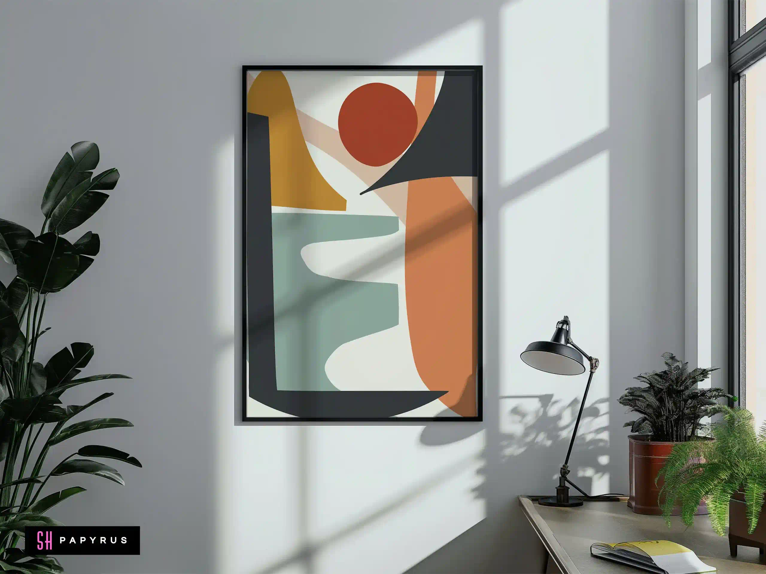 Elegant Flowing Forms Terracotta Sage Black Wall Art