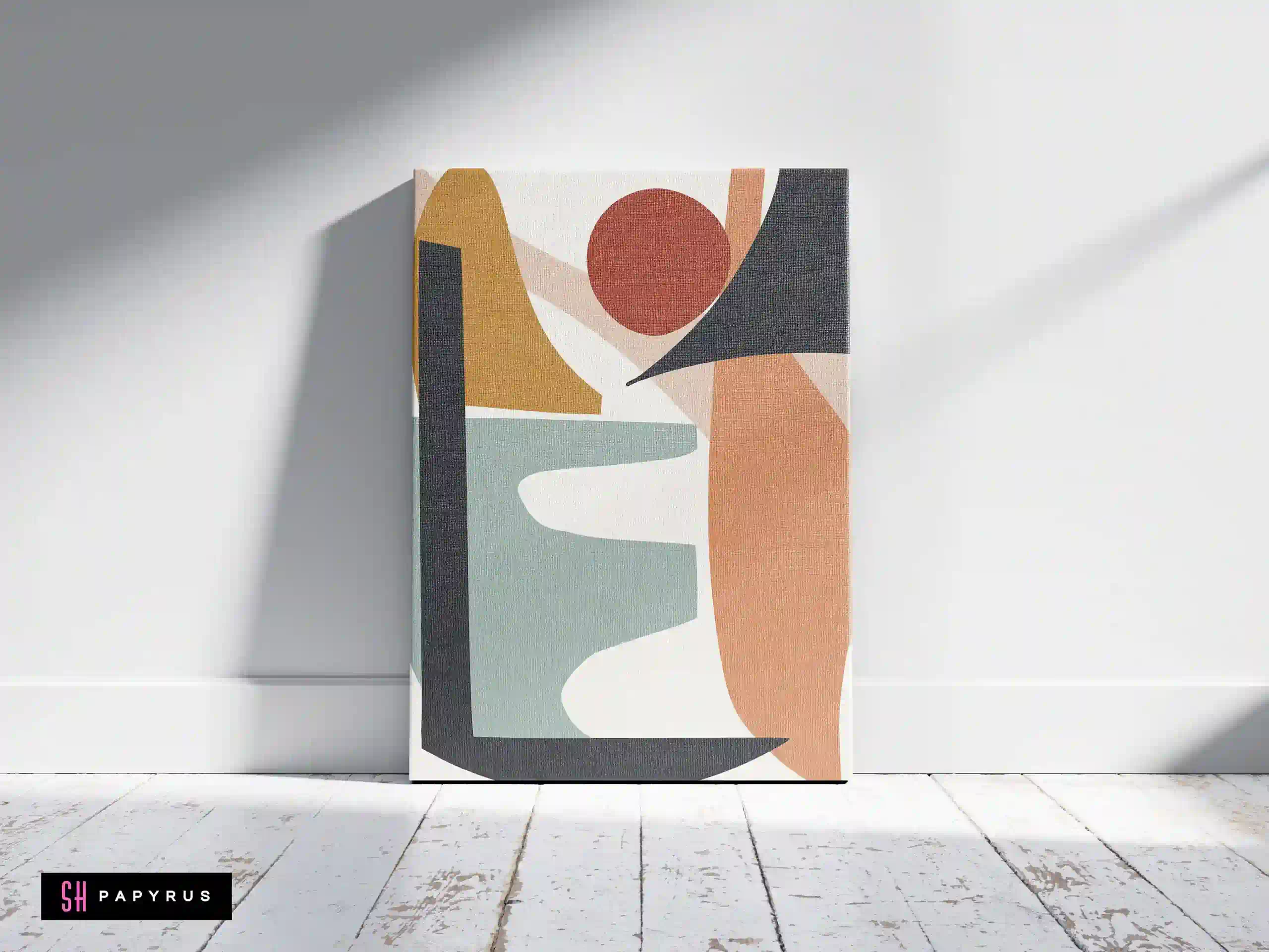 Elegant Flowing Forms Terracotta Sage Black Wall Art