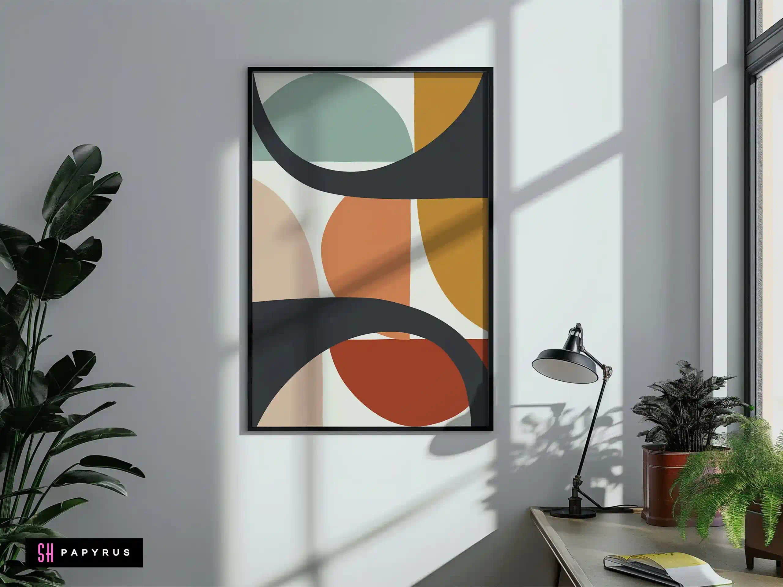 Harmonious Geometric Curves Mid Century Modern Art
