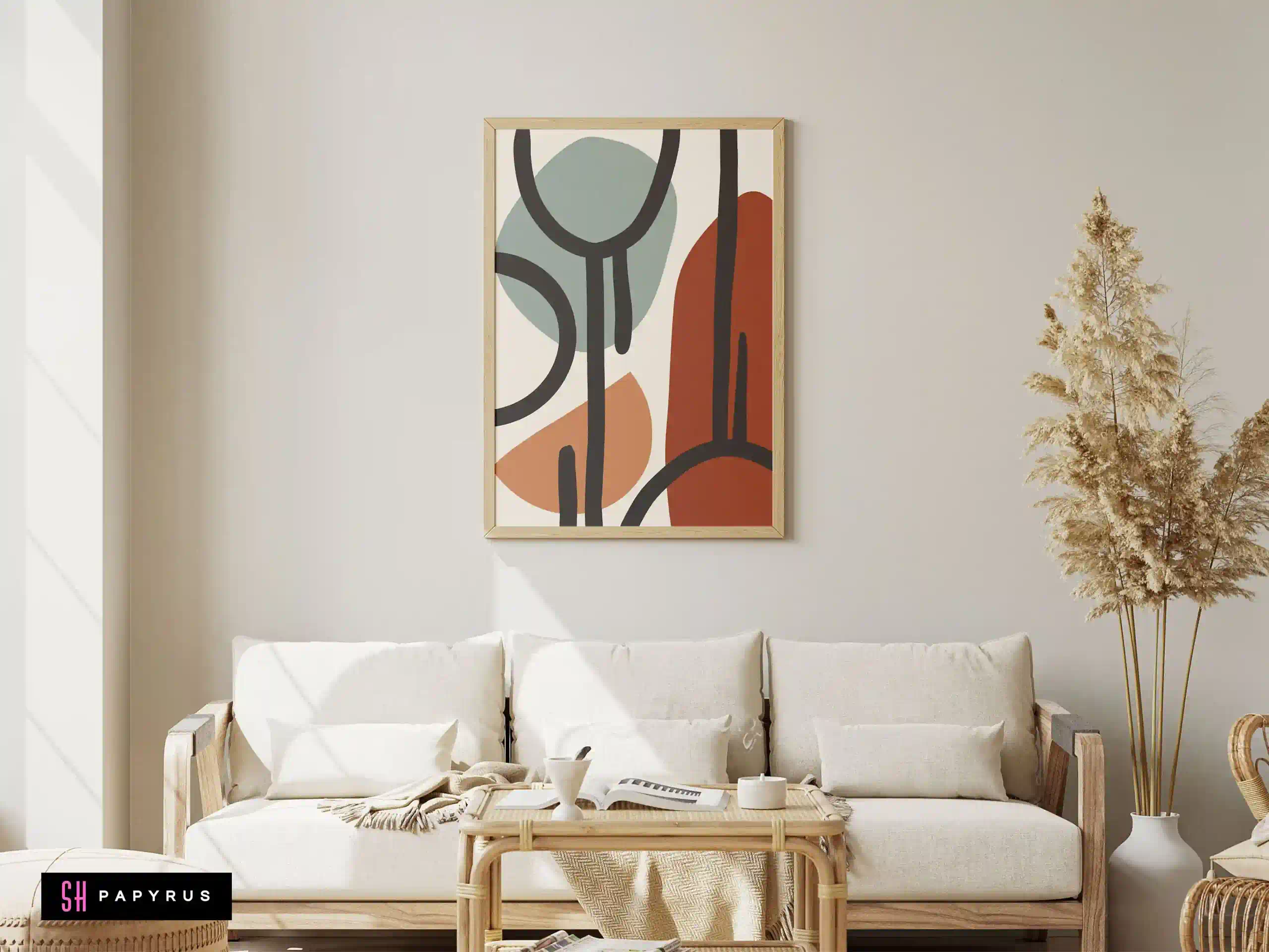 Unique Abstract Line Art Sage Terracotta Wall Art