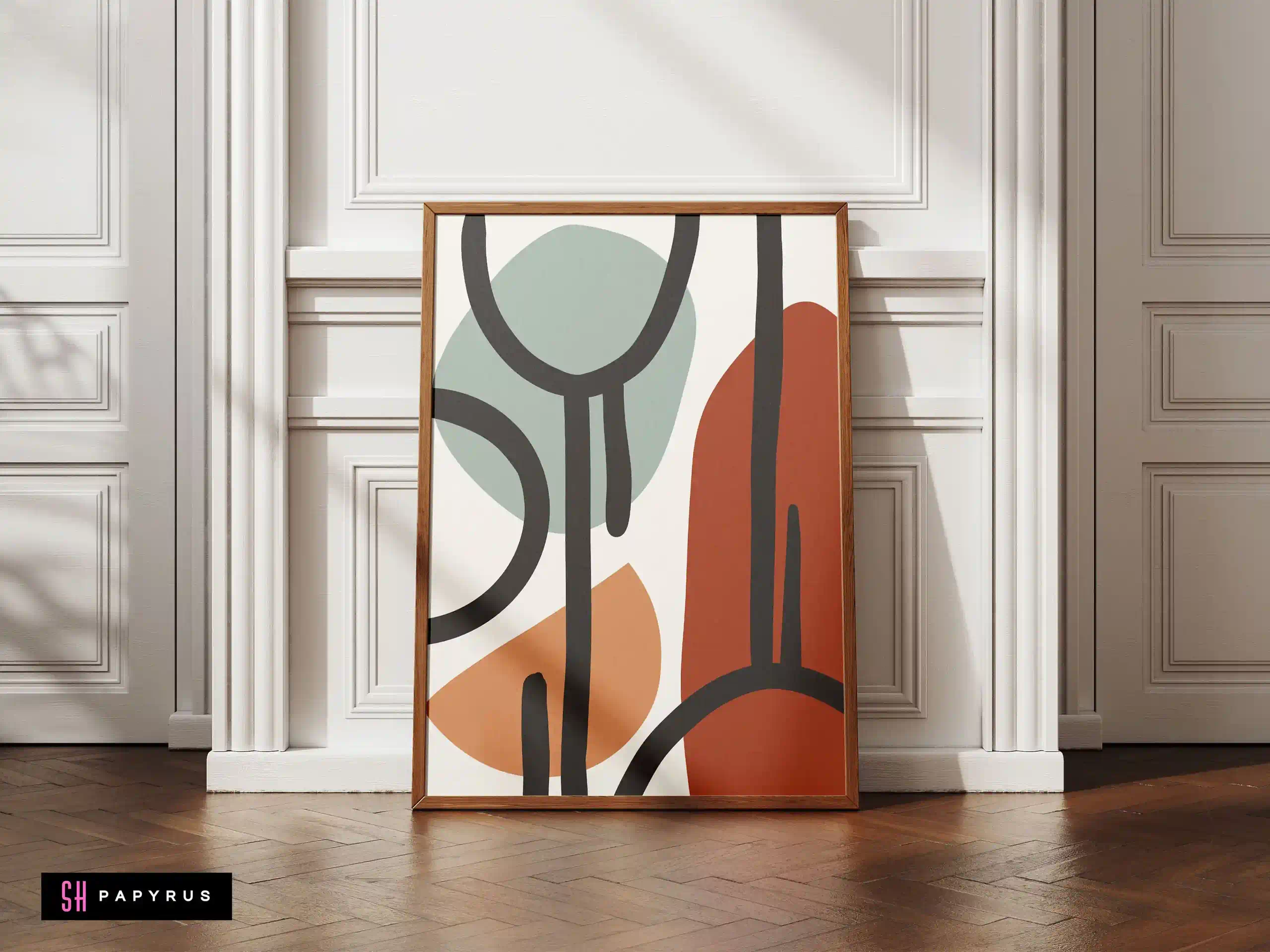 Unique Abstract Line Art Sage Terracotta Wall Art