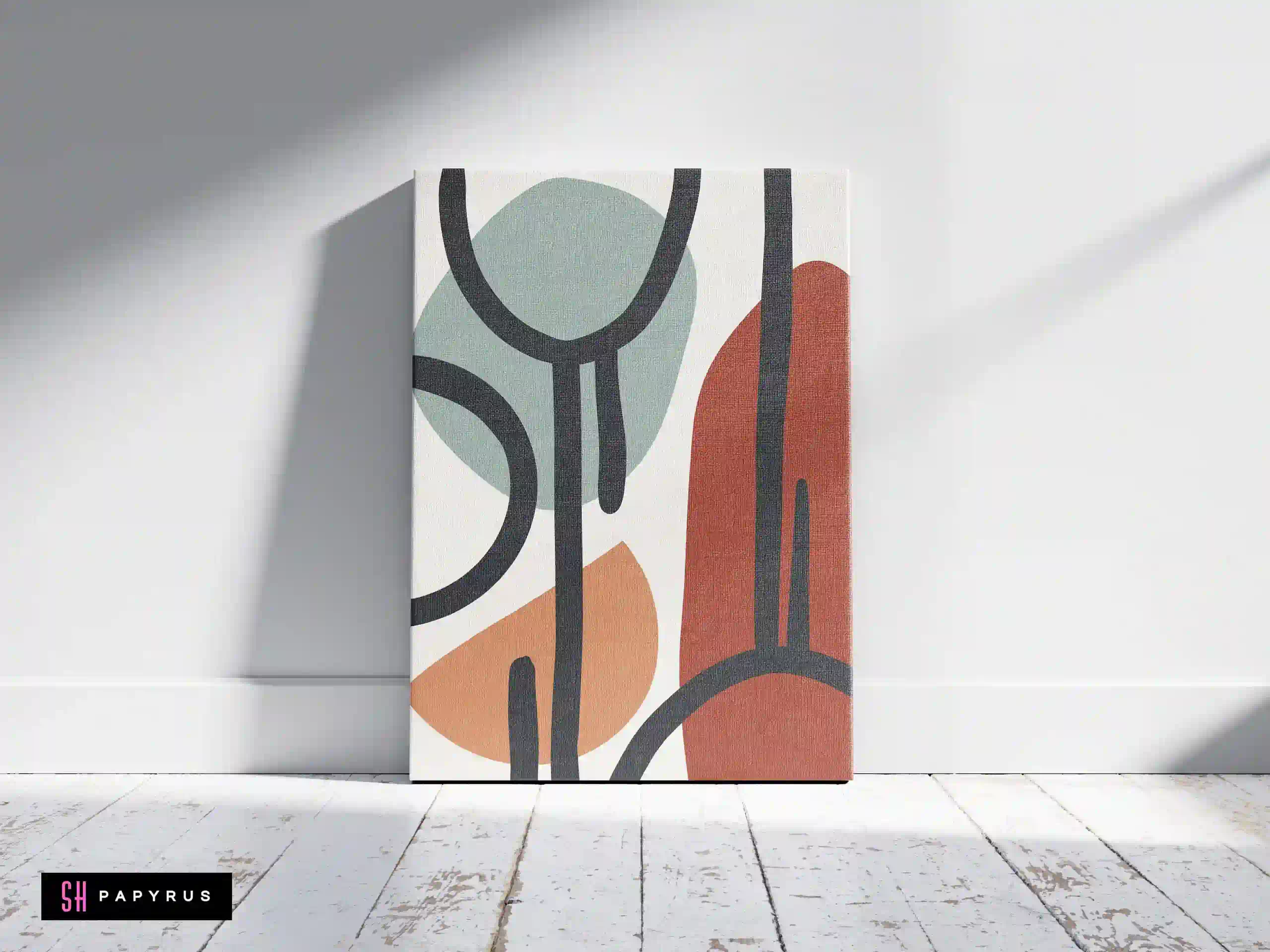 Unique Abstract Line Art Sage Terracotta Wall Art