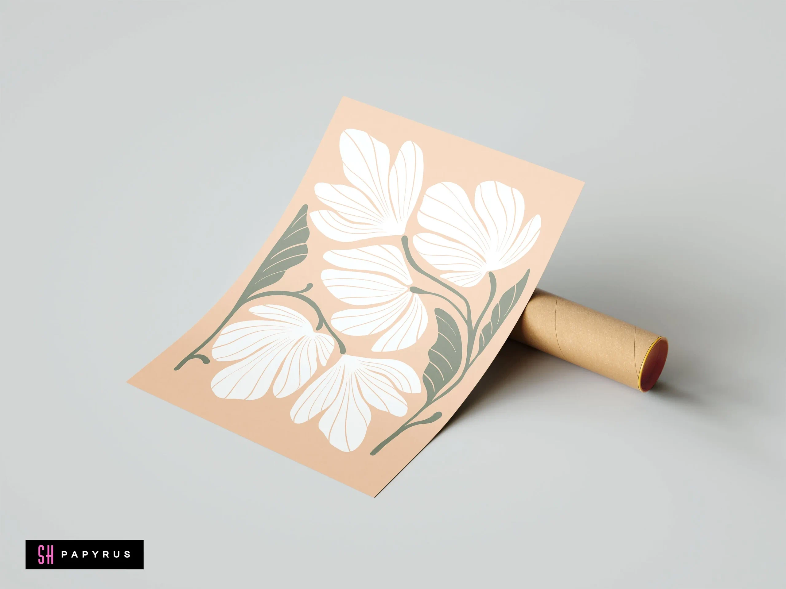 Delicate White Daisies on a Calming Sage Green Field