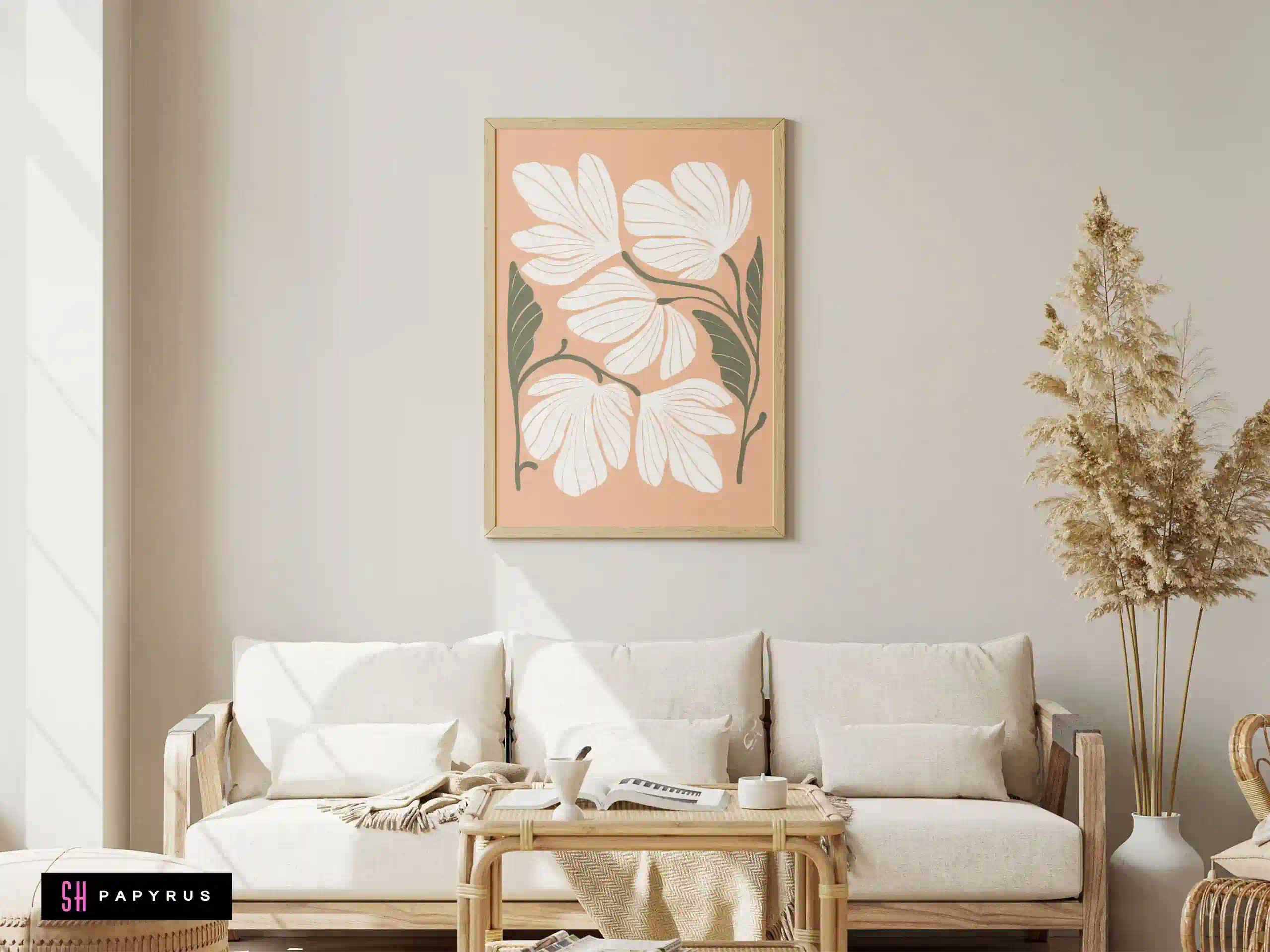 Delicate White Daisies on a Calming Sage Green Field