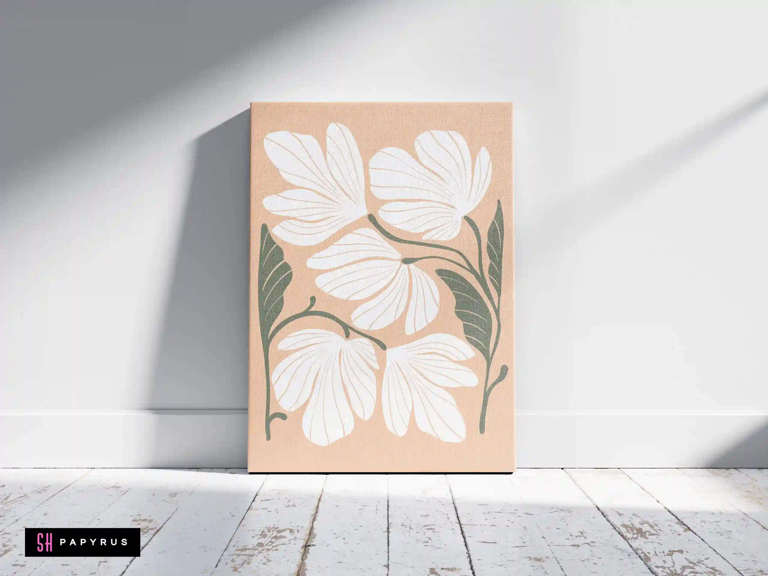 Delicate White Daisies on a Calming Sage Green Field