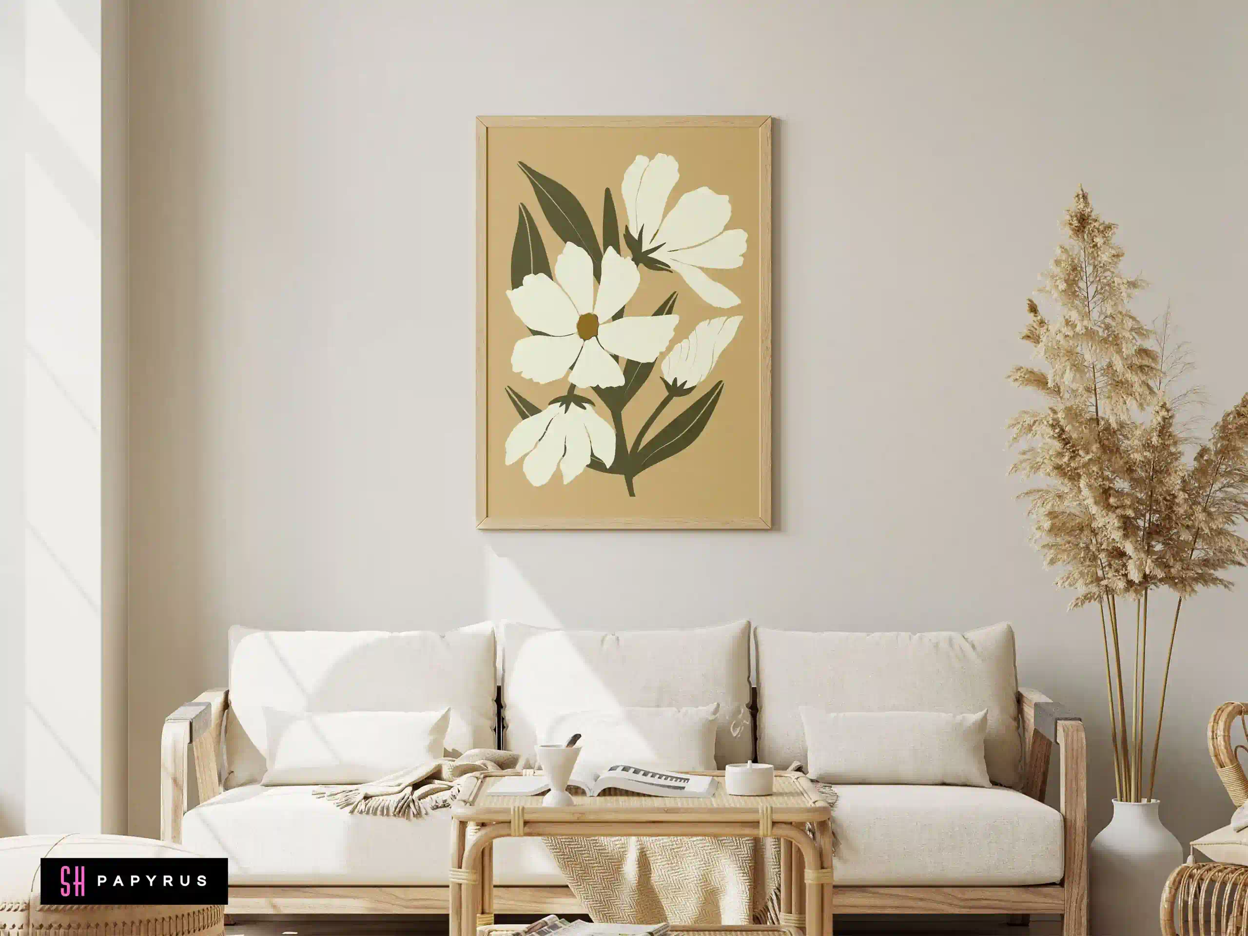 Joyful Mustard Yellow Daisy Pattern Art Print