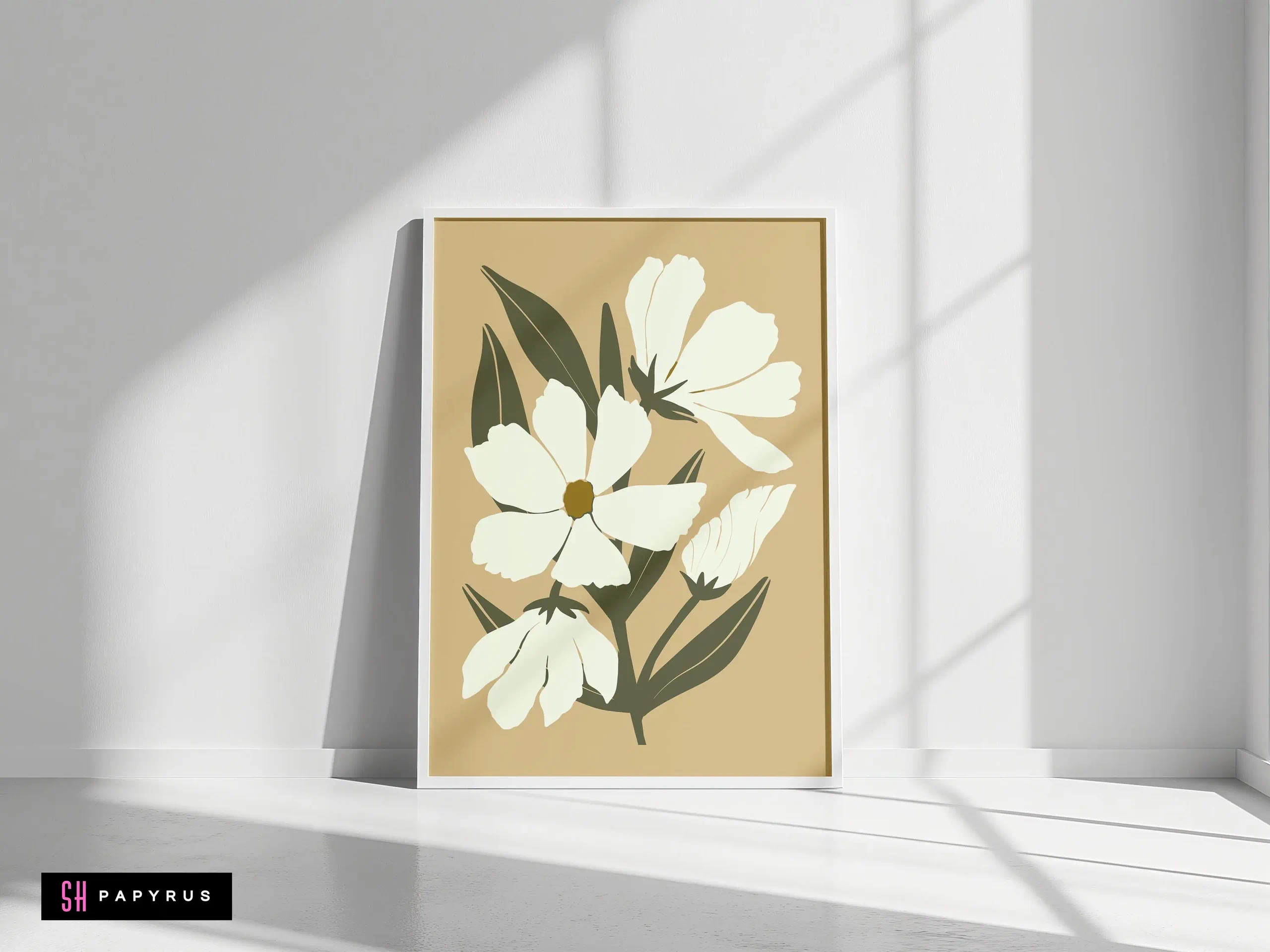 Joyful Mustard Yellow Daisy Pattern Art Print