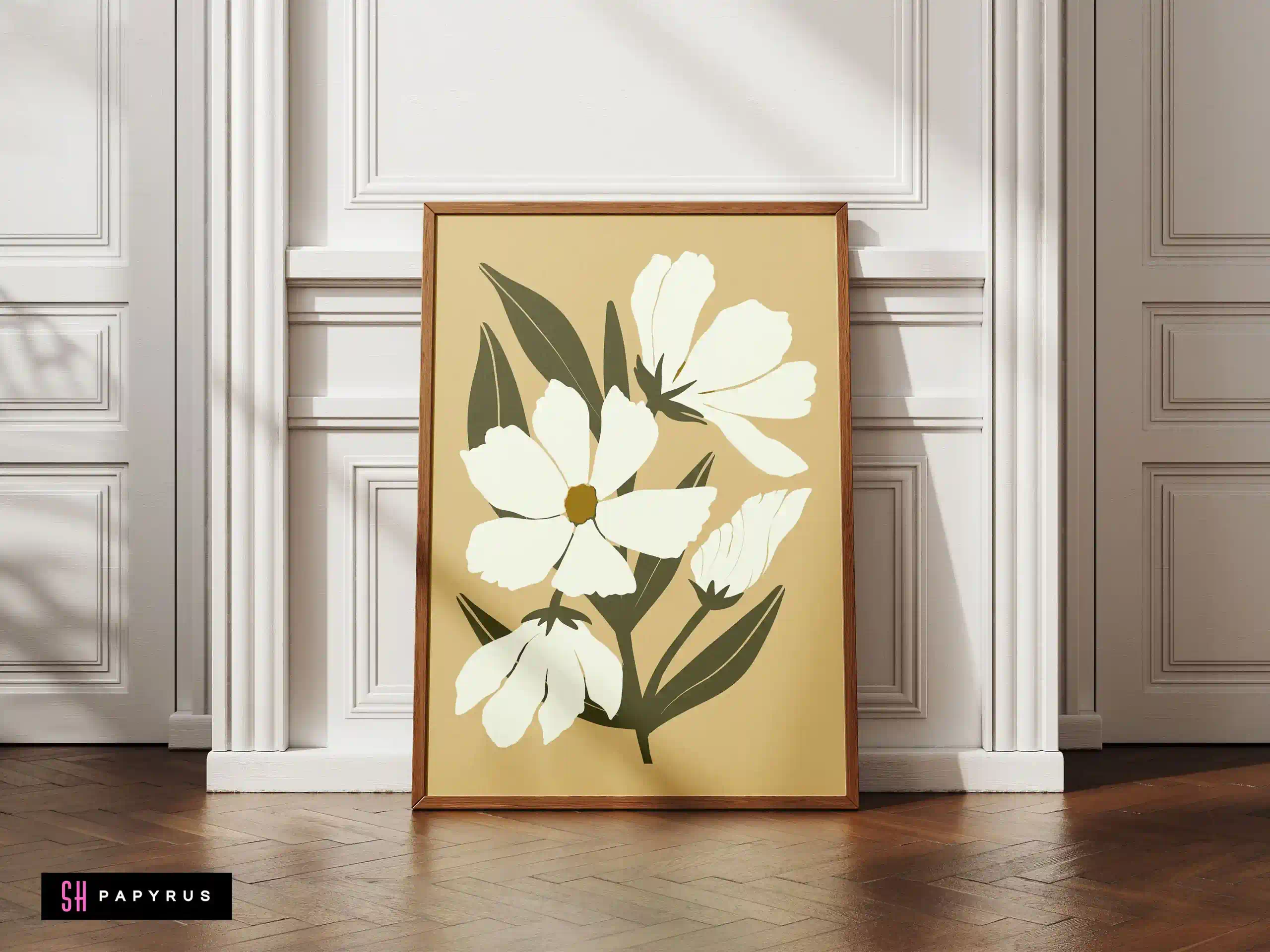 Joyful Mustard Yellow Daisy Pattern Art Print