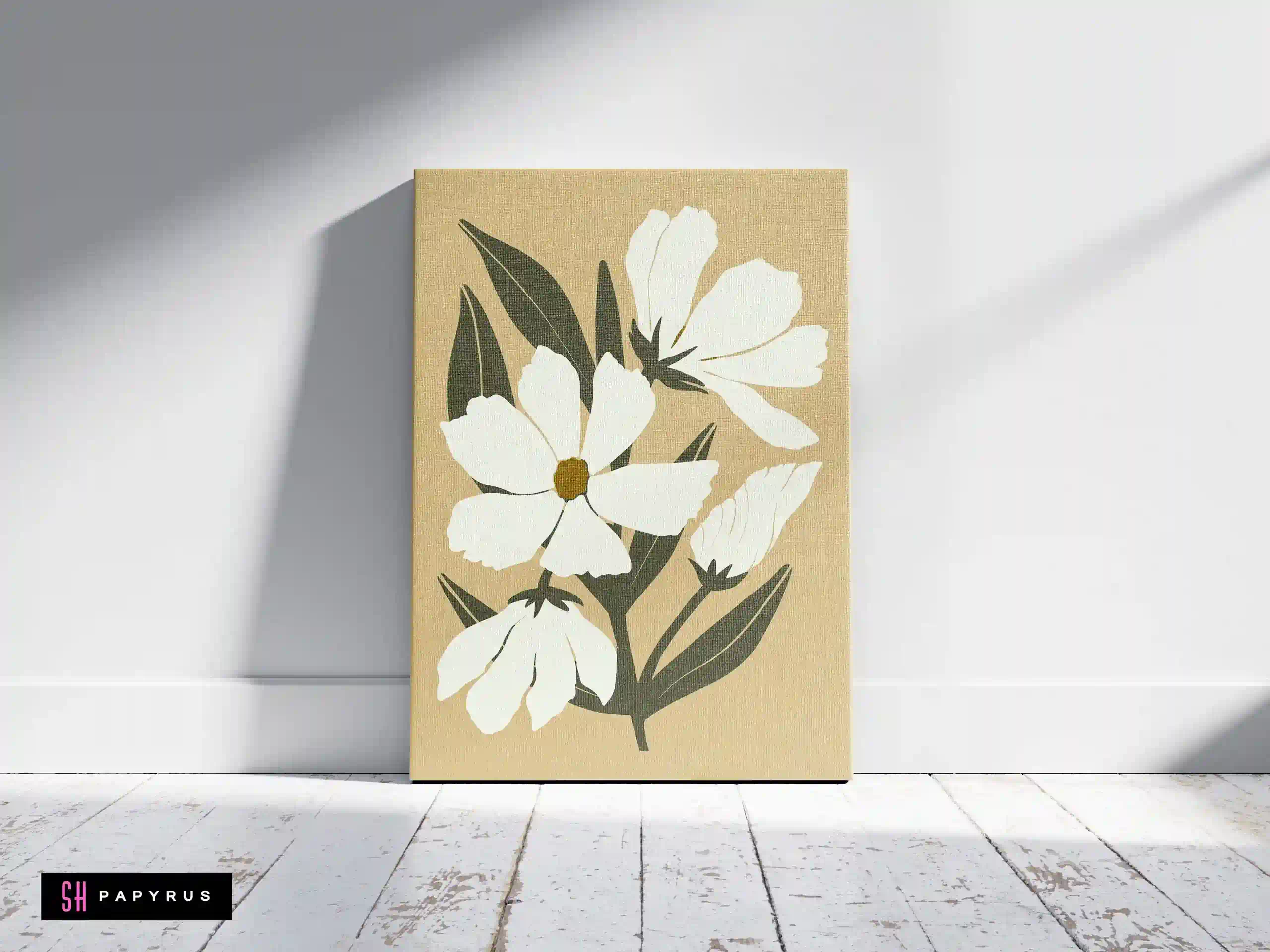 Joyful Mustard Yellow Daisy Pattern Art Print