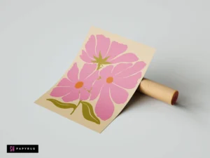 Delicate White Cosmos Flowers on Sage Green Art