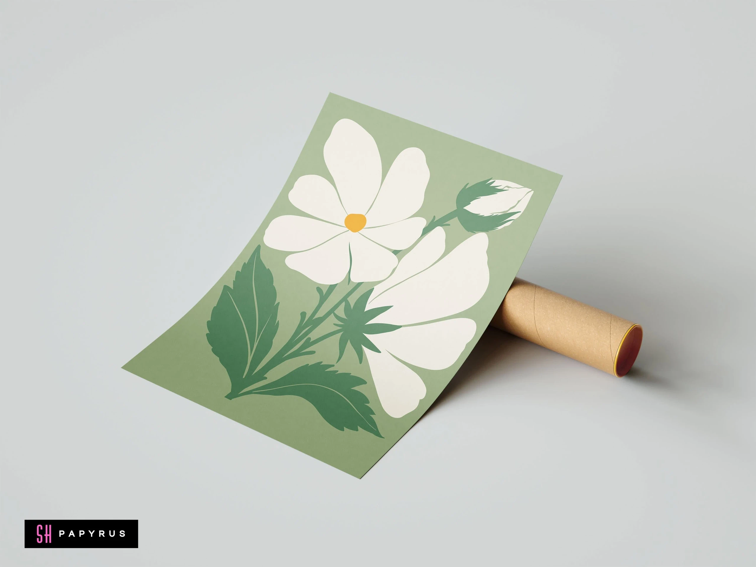 Elegant Golden Trumpet Flower Botanical Art