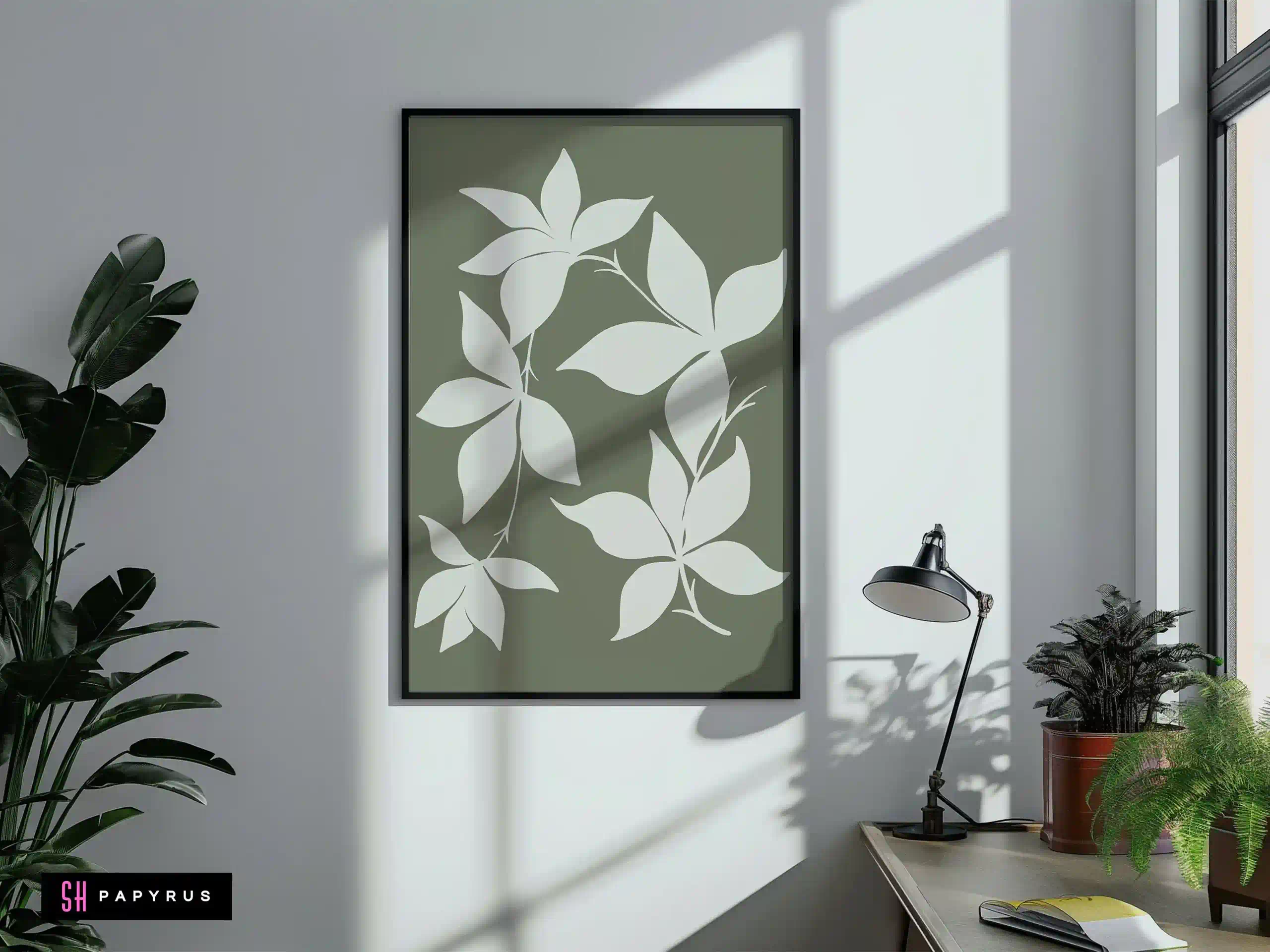 Charming Retro Daisy Pattern in Cream & Olive